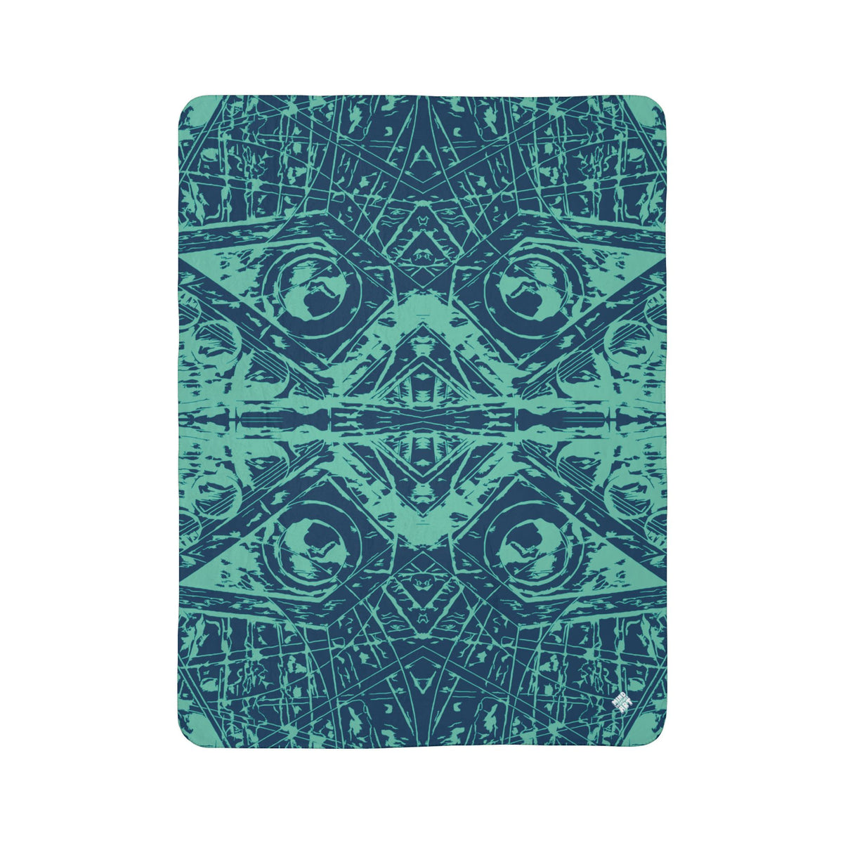 Love (Teal, Mirror, Dark Blue Background) Fleece Sherpa Blanket