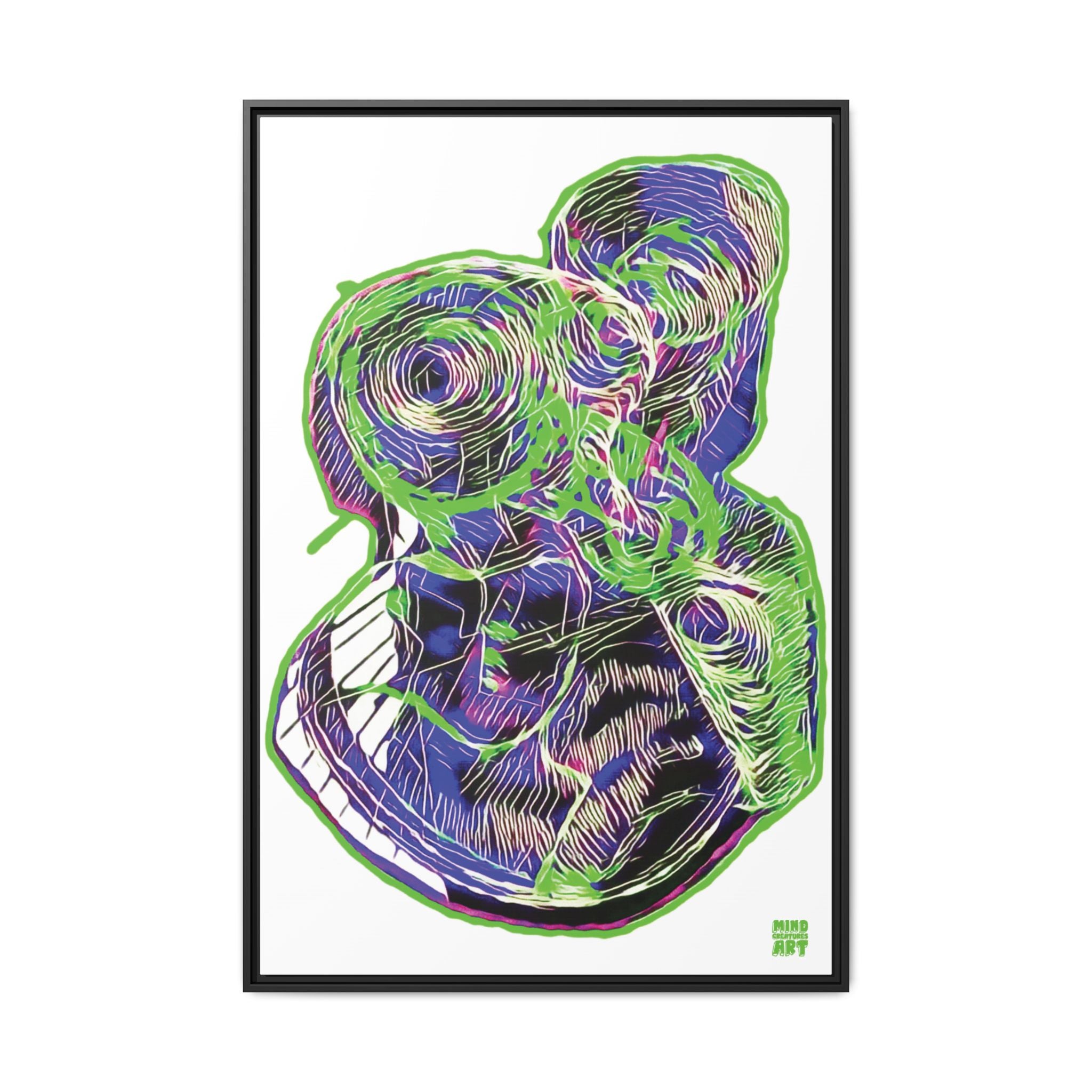 Curiosity (Electric Green, White Background) Matte Canvas, Framed