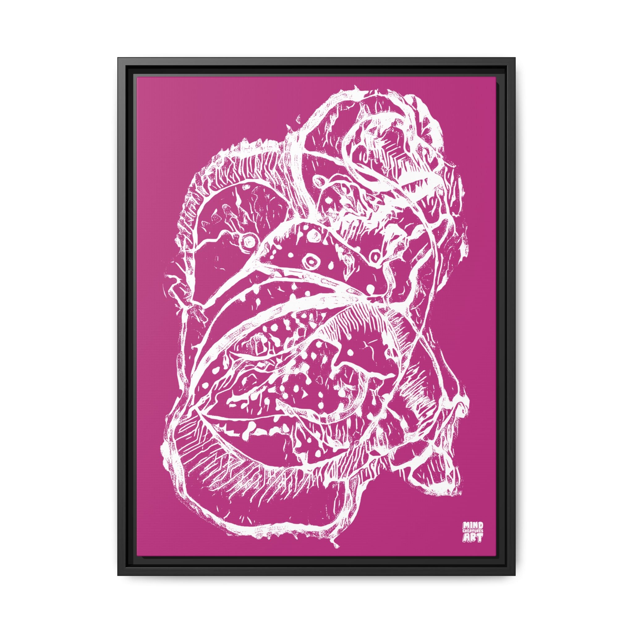 Exploration (White, Pink Background) Matte Canvas, Framed