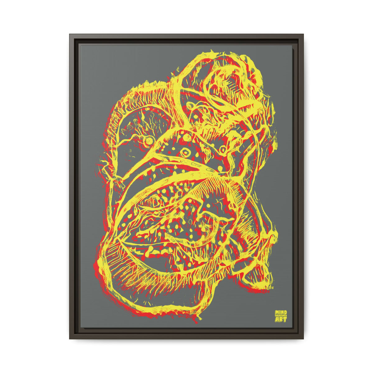 Exploration (Blur, Red & Yellow, Dark Gray Background) Matte Canvas, Framed