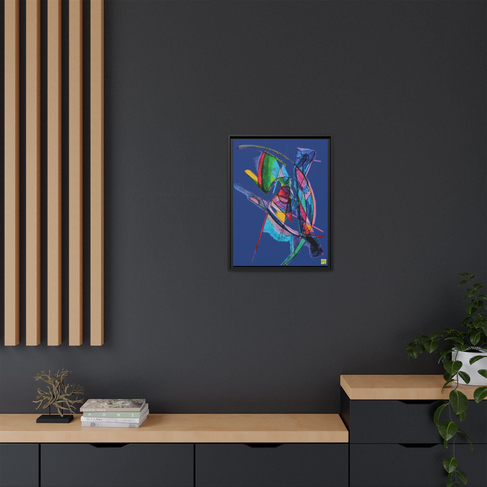 Watching (Dark Blue Background) Matte Canvas, Framed