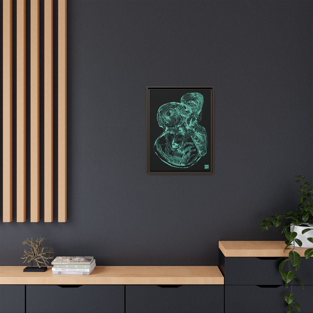 Curiosity (Teal, Black Background) Matte Canvas, Framed