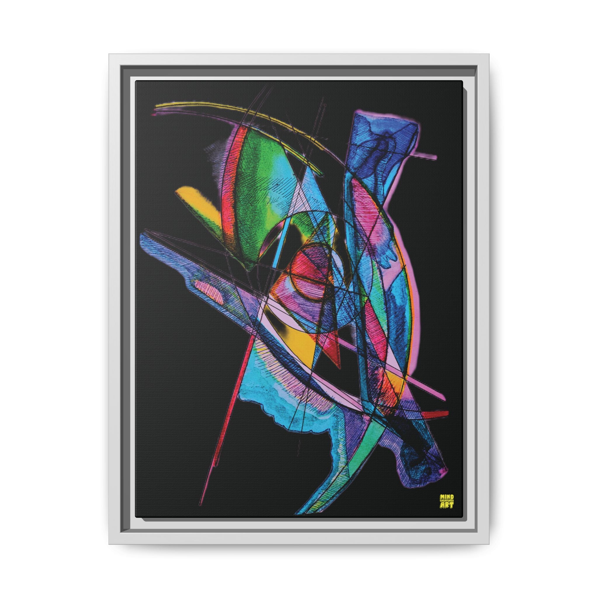 Watching (Black Background) Matte Canvas, Framed