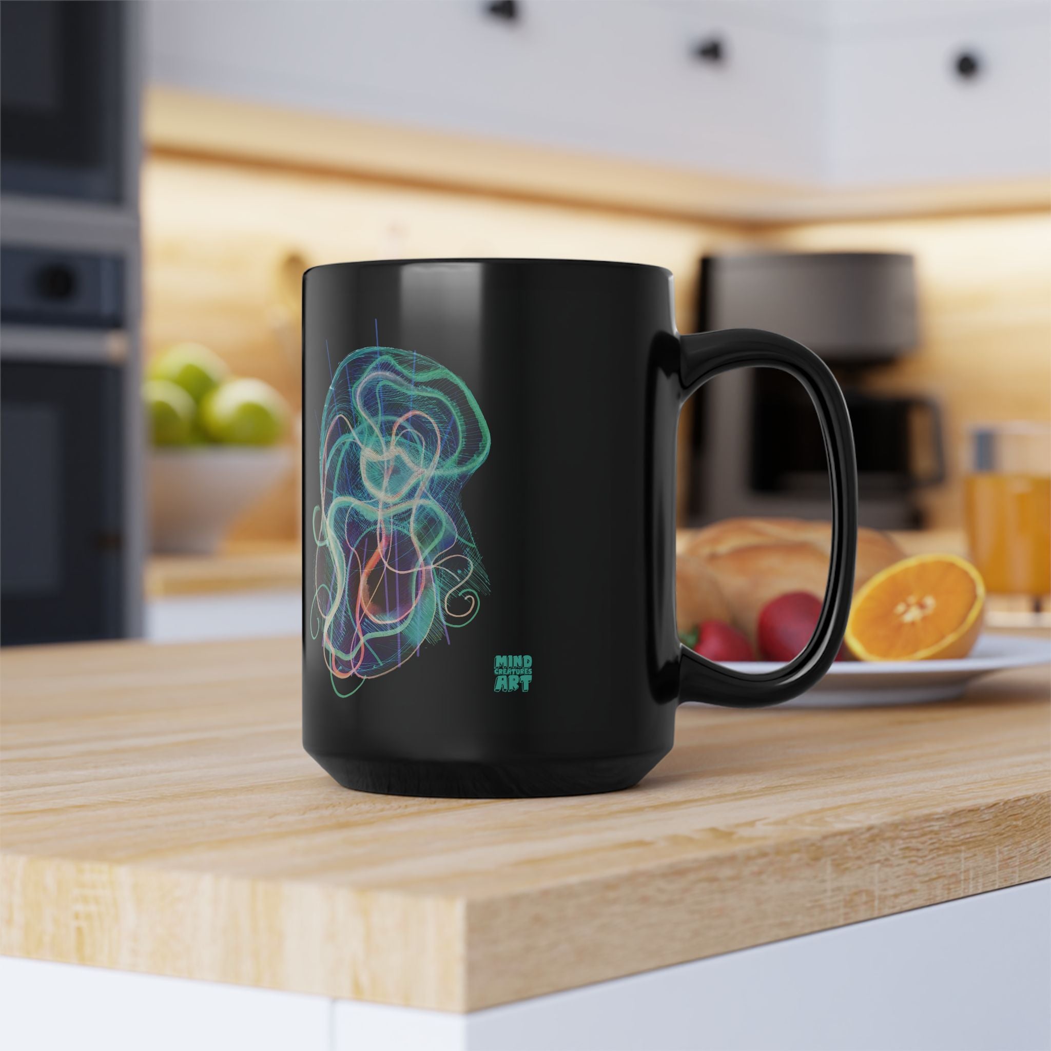 Davy Jones (Electric Teal) Black Ceramic Mug (11oz, 15oz)