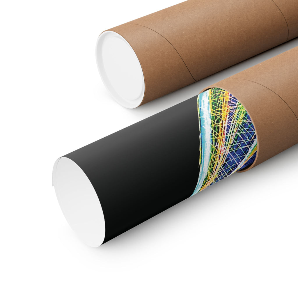 Renewal (Electric Yellow & Blue, Black Background) Matte Poster