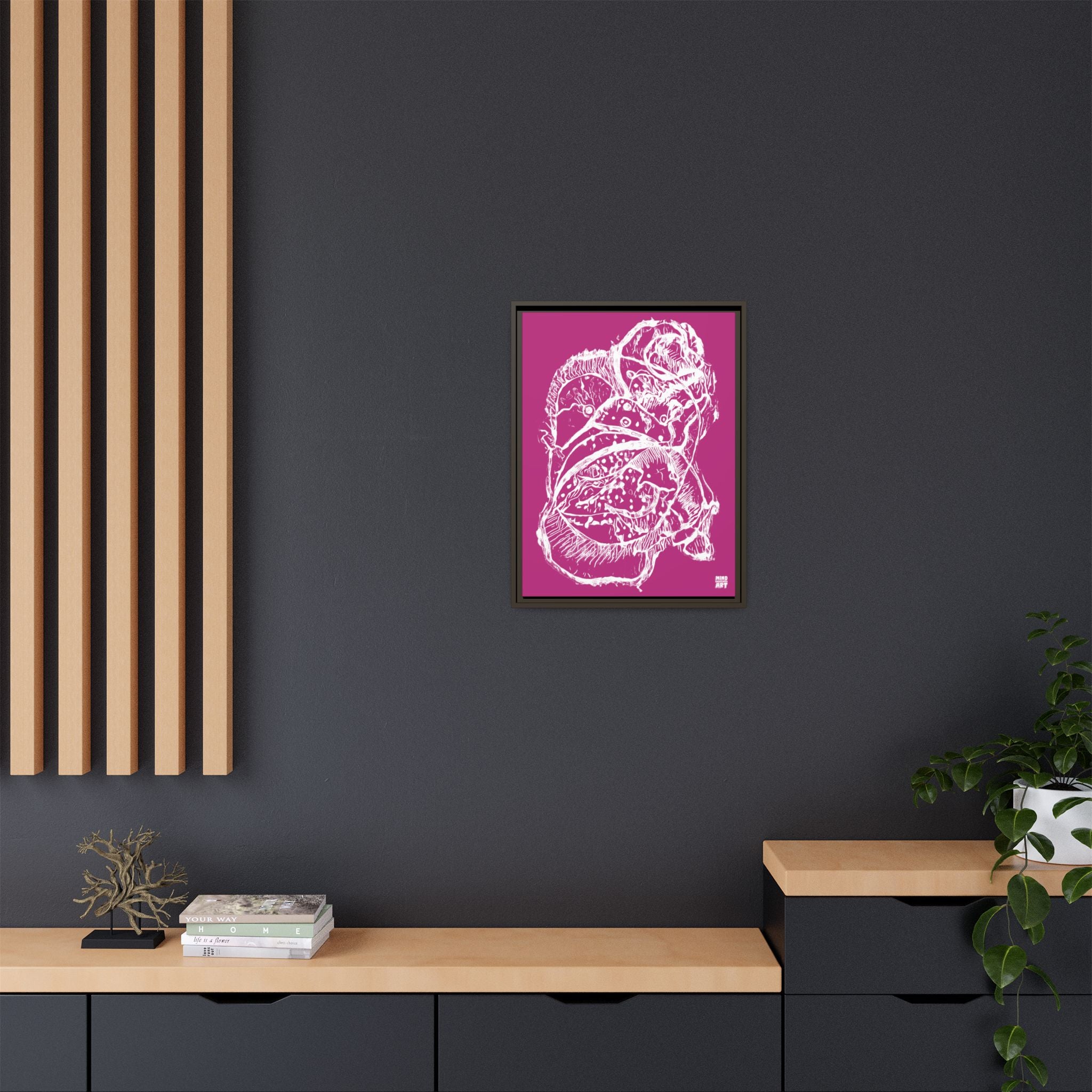Exploration (White, Pink Background) Matte Canvas, Framed