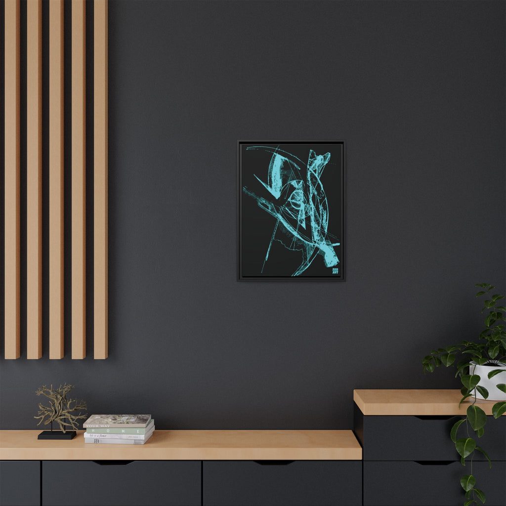 Watching (Aqua, Black Background) Matte Canvas, Framed
