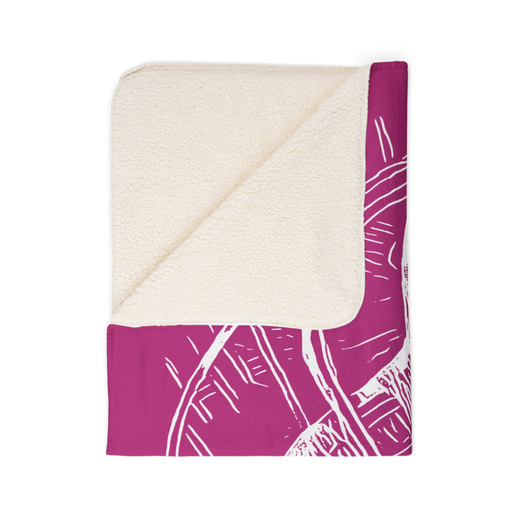 Jelly Jam (White, Pink Background) Fleece Sherpa Blanket
