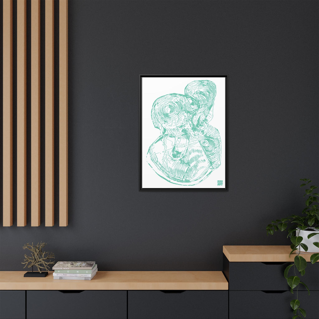Curiosity (Teal, White Background) Matte Canvas, Framed