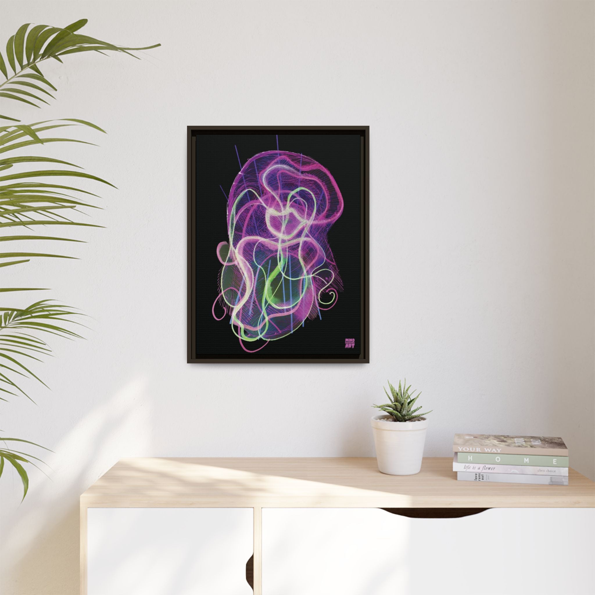 Davy Jones (Electric Pink, Black Background) Matte Canvas, Framed