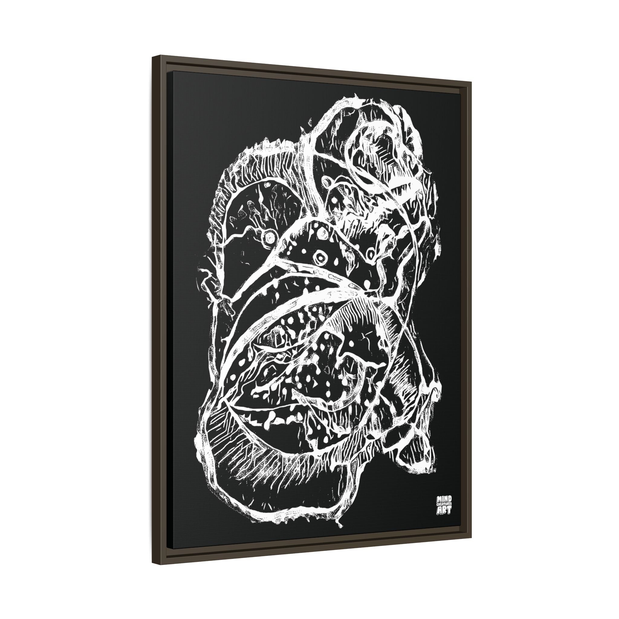 Exploration (White, Black Background) Matte Canvas, Framed