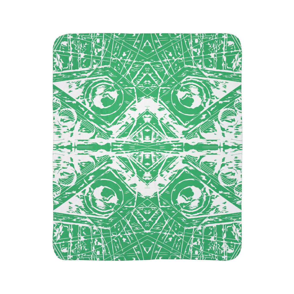 Love (White, Mirror, Green Background) Fleece Sherpa Blanket