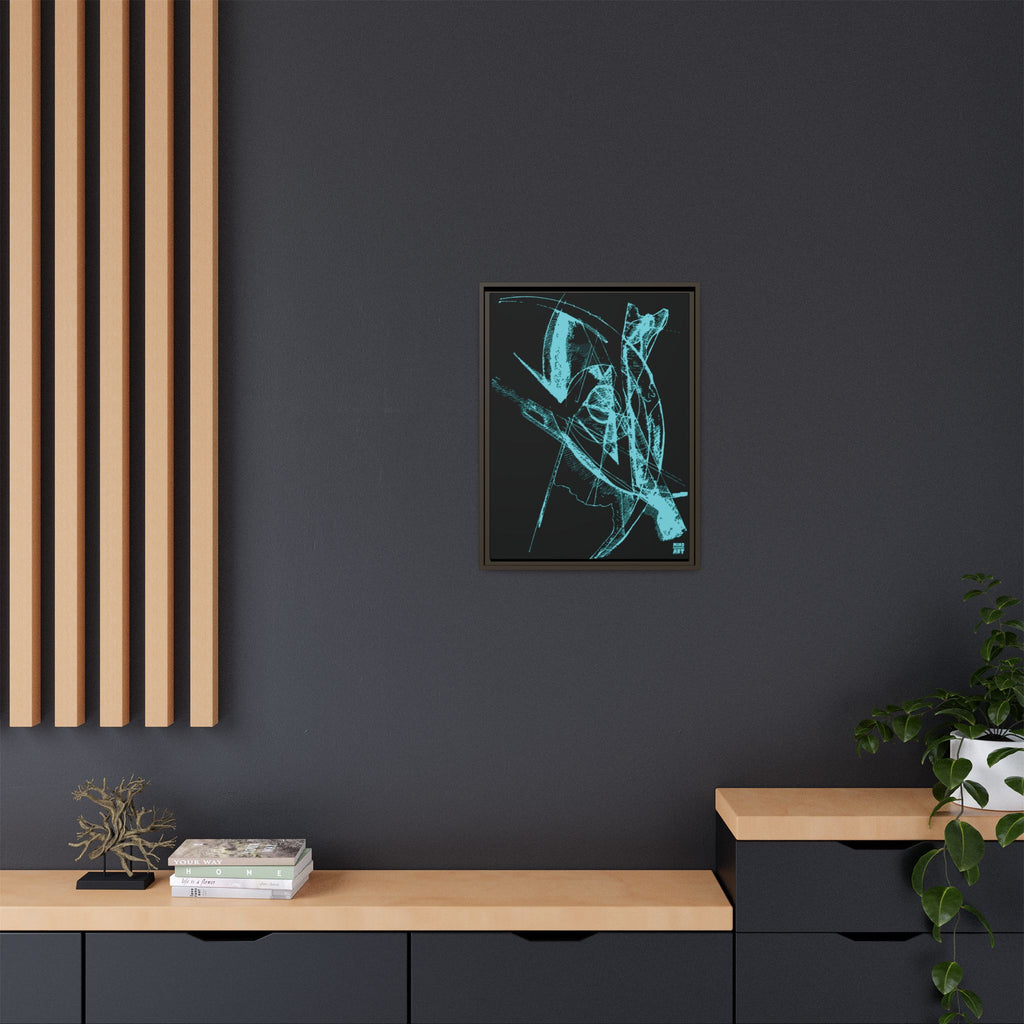Watching (Aqua, Black Background) Matte Canvas, Framed