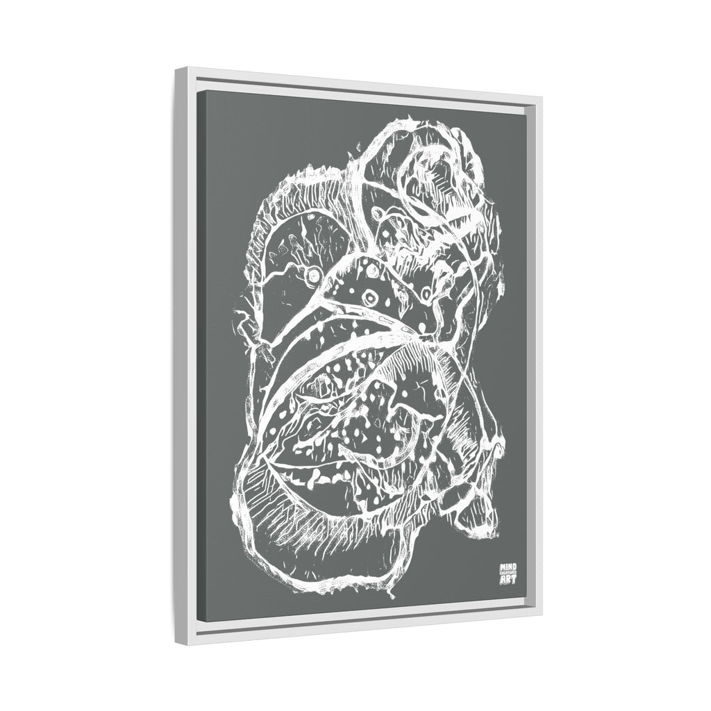 Exploration (White, Dark Gray Background) Matte Canvas, Framed