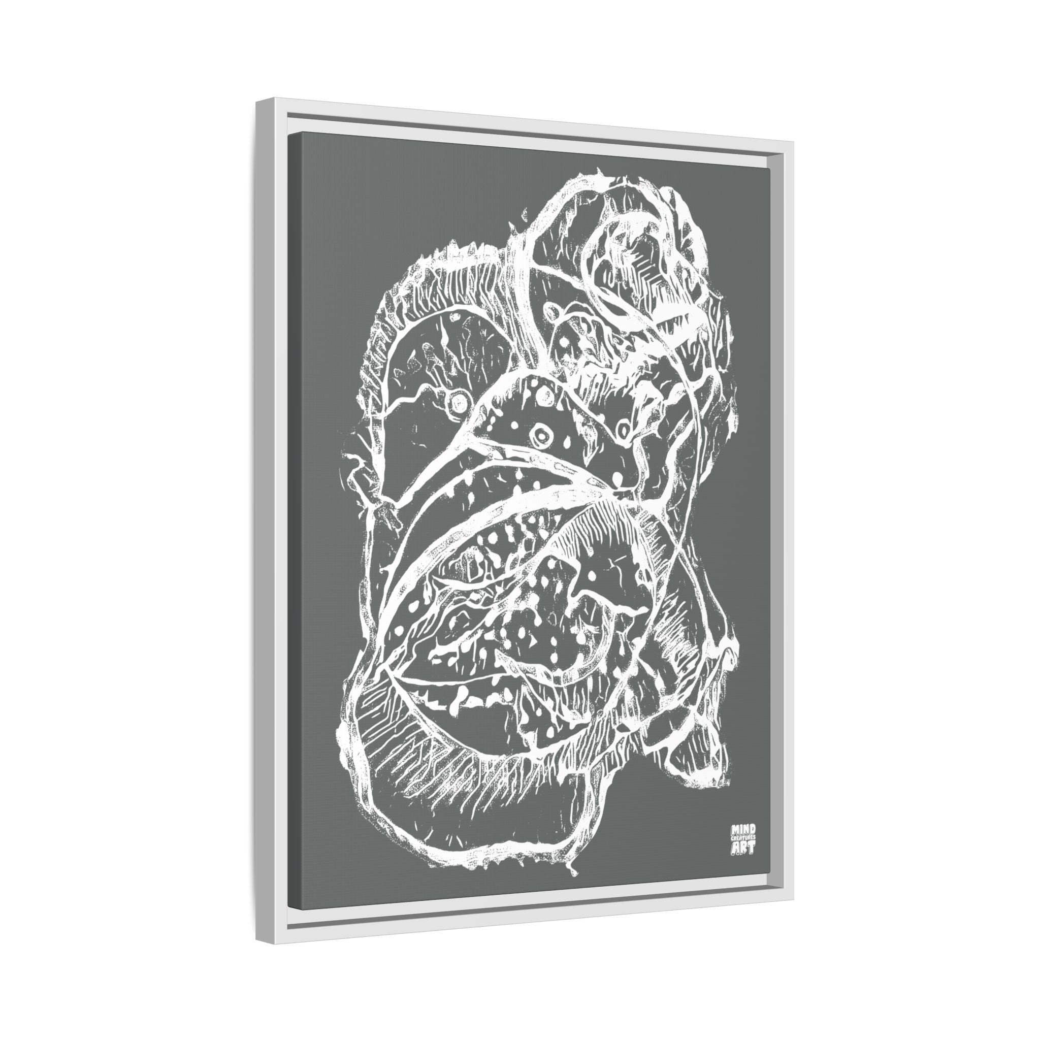 Exploration (White, Dark Gray Background) Matte Canvas, Framed