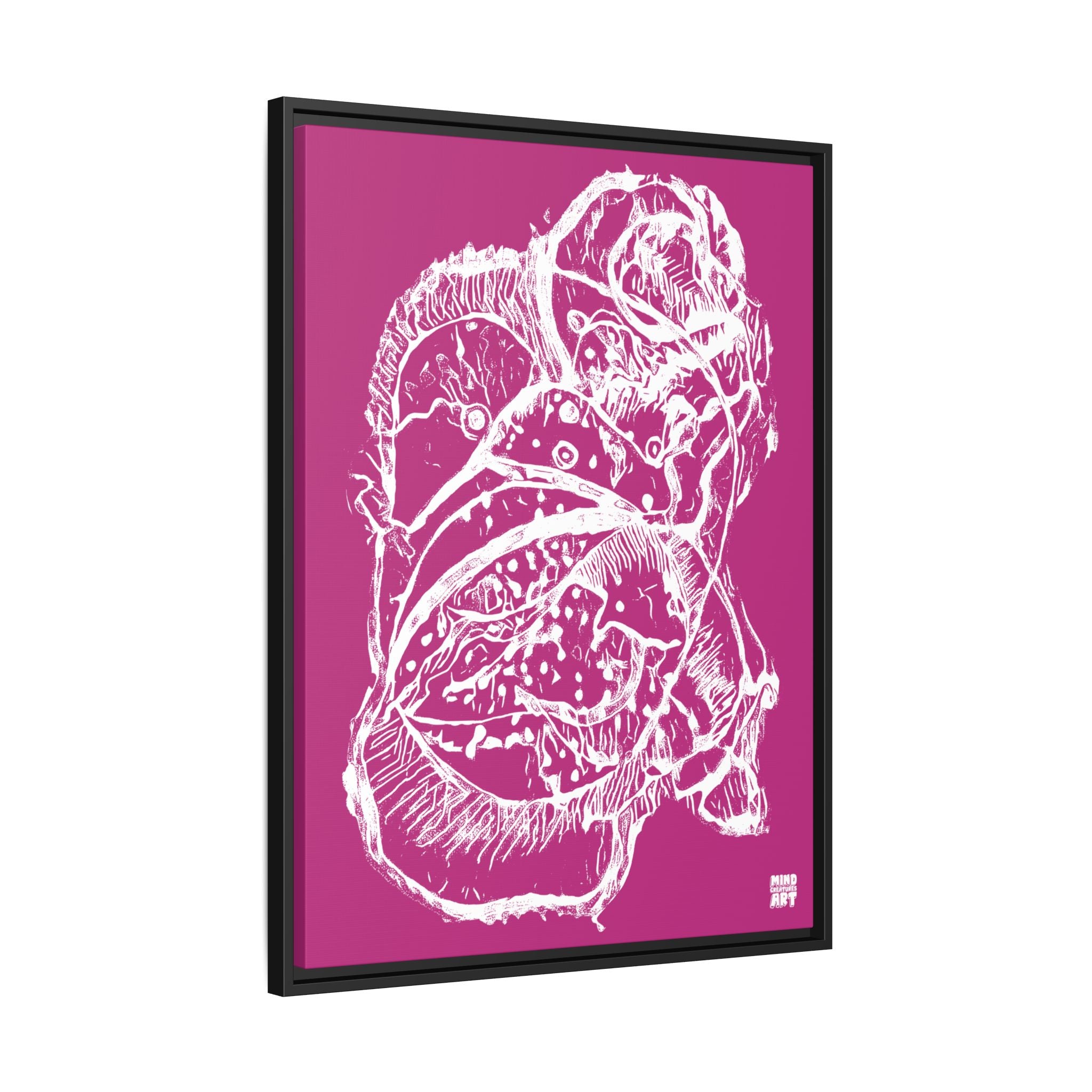 Exploration (White, Pink Background) Matte Canvas, Framed