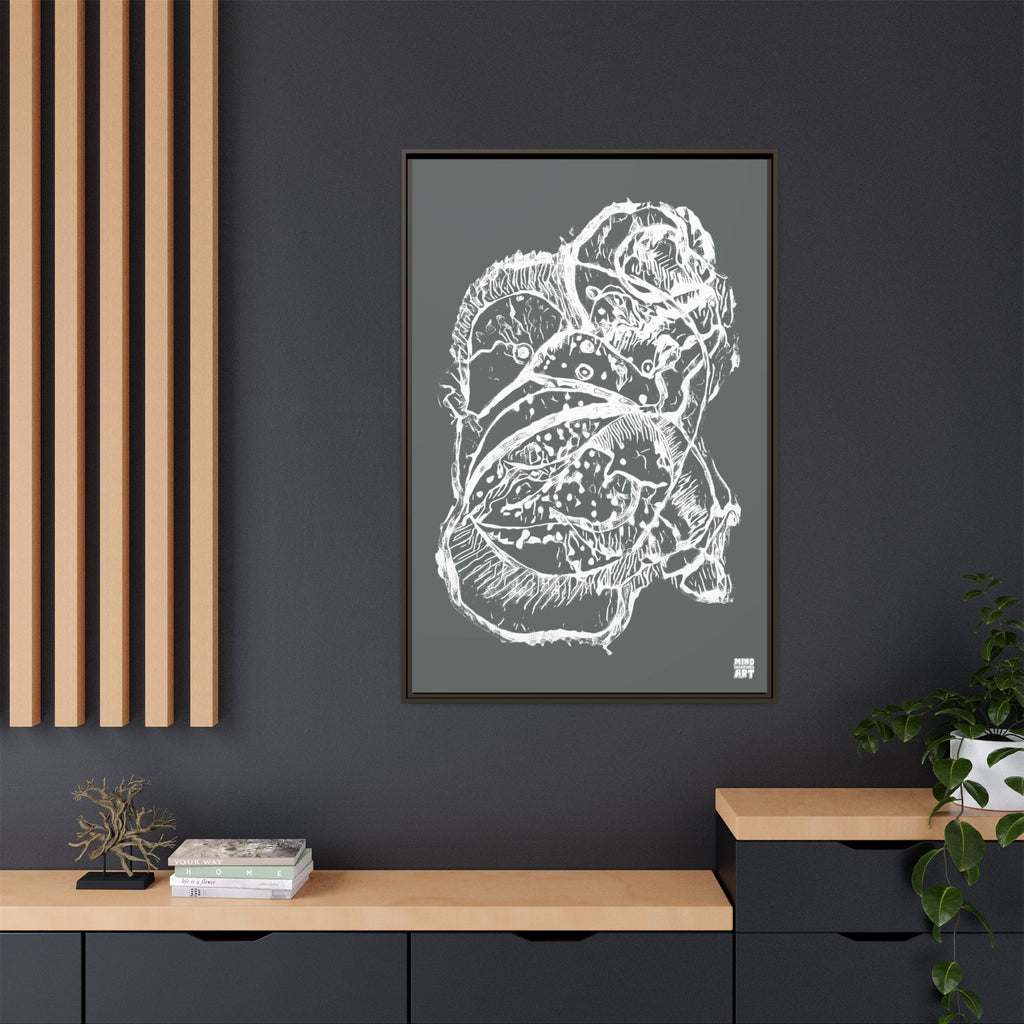 Exploration (White, Dark Gray Background) Matte Canvas, Framed
