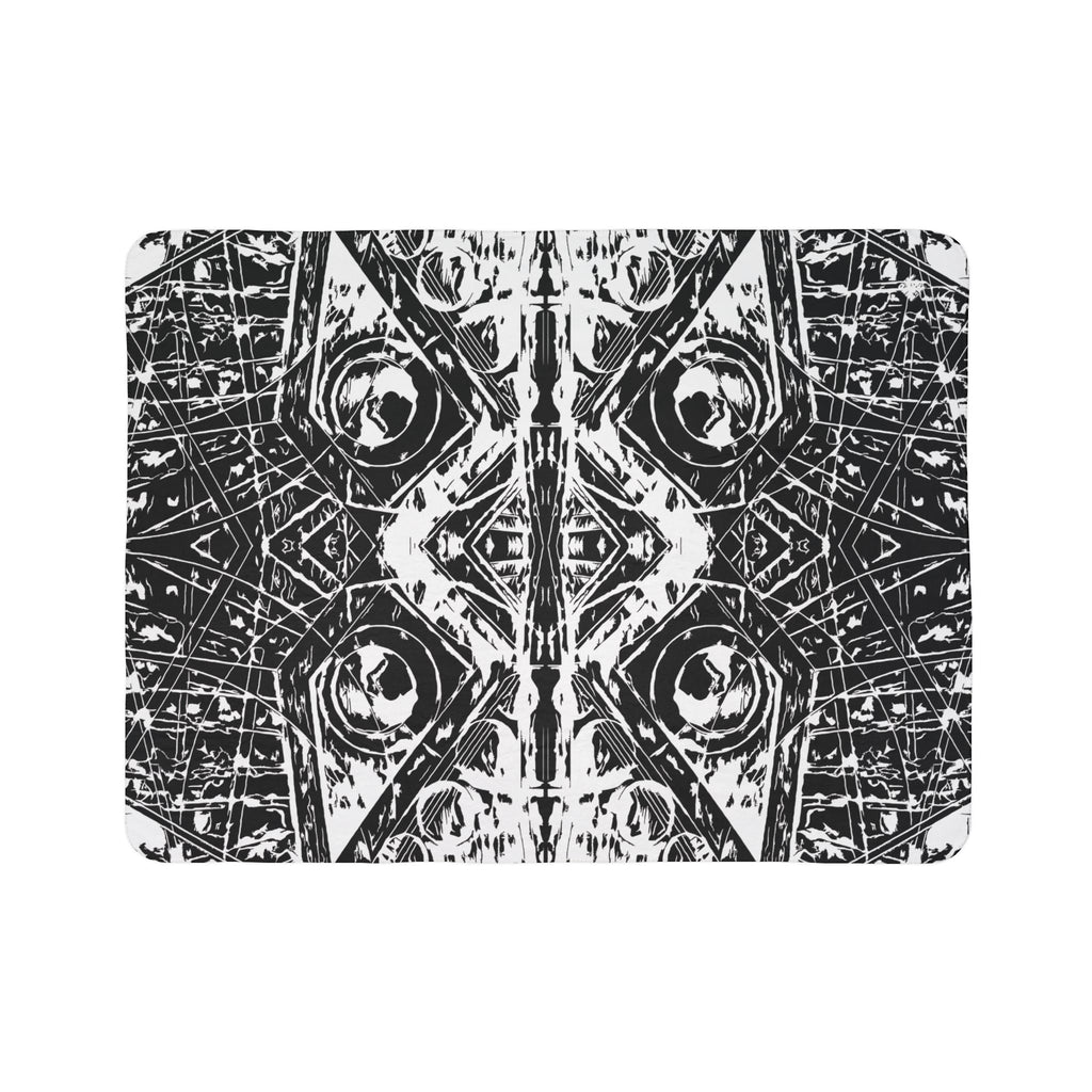 Love (White, Mirror, Black Background) Fleece Sherpa Blanket