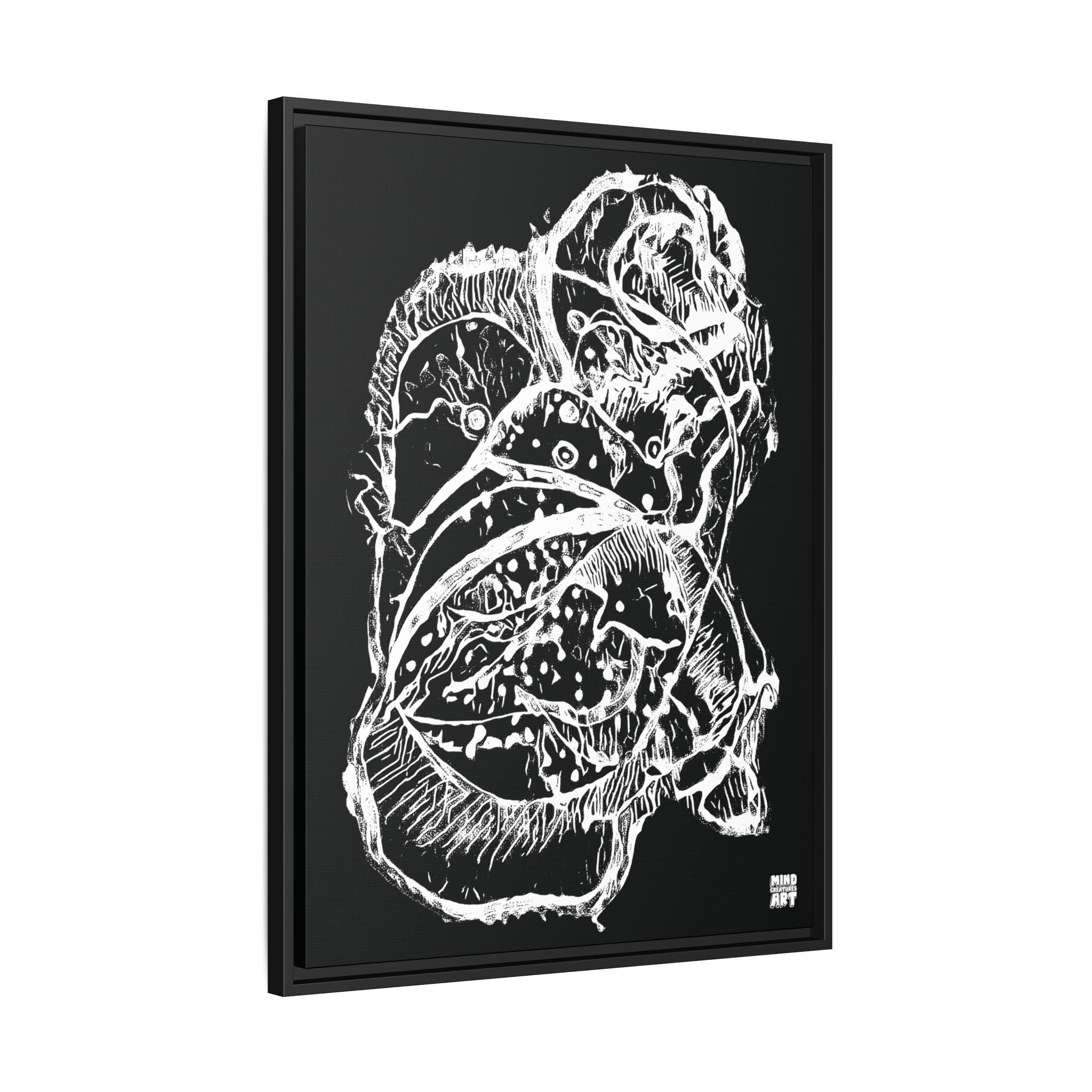 Exploration (White, Black Background) Matte Canvas, Framed