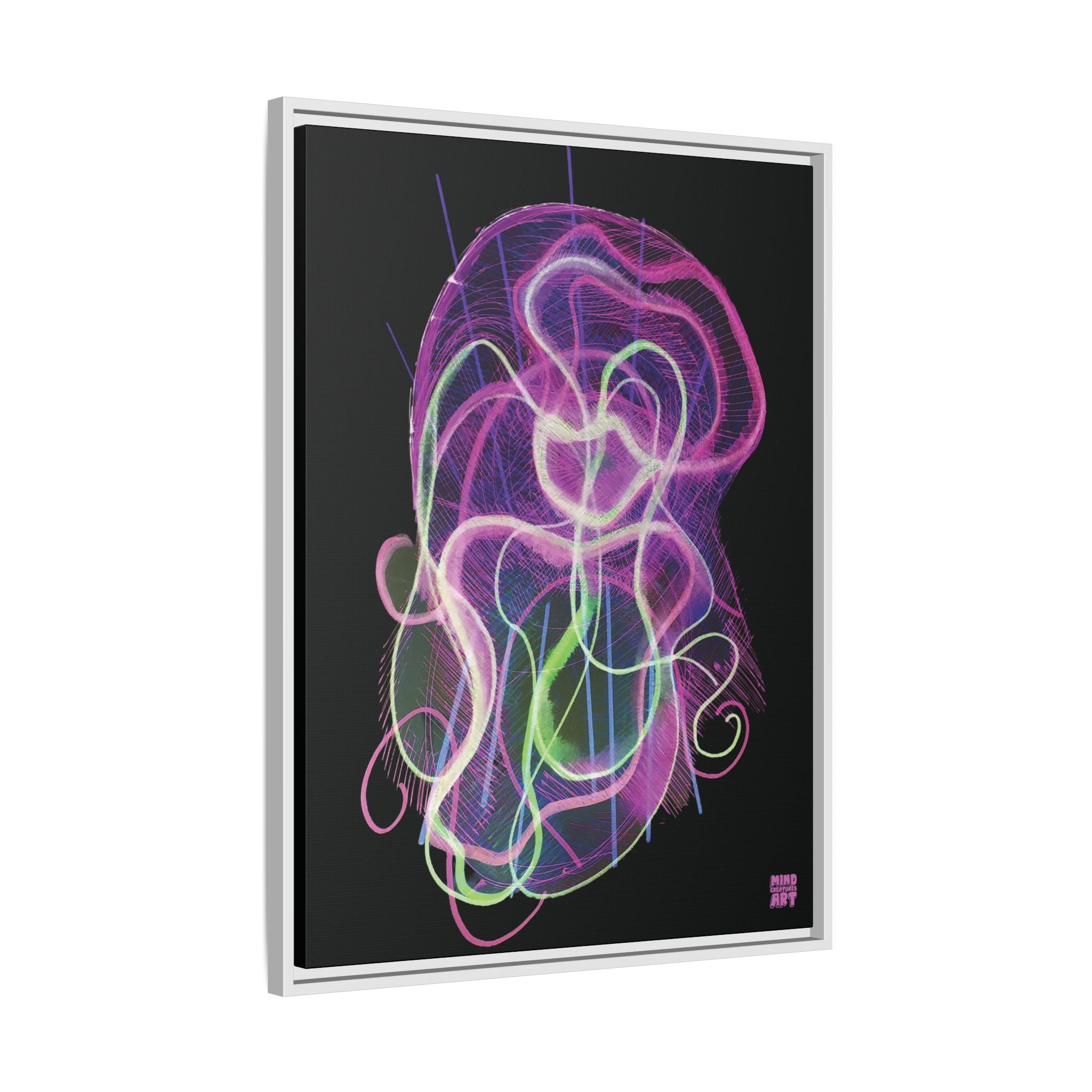 Davy Jones (Electric Pink, Black Background) Matte Canvas, Framed