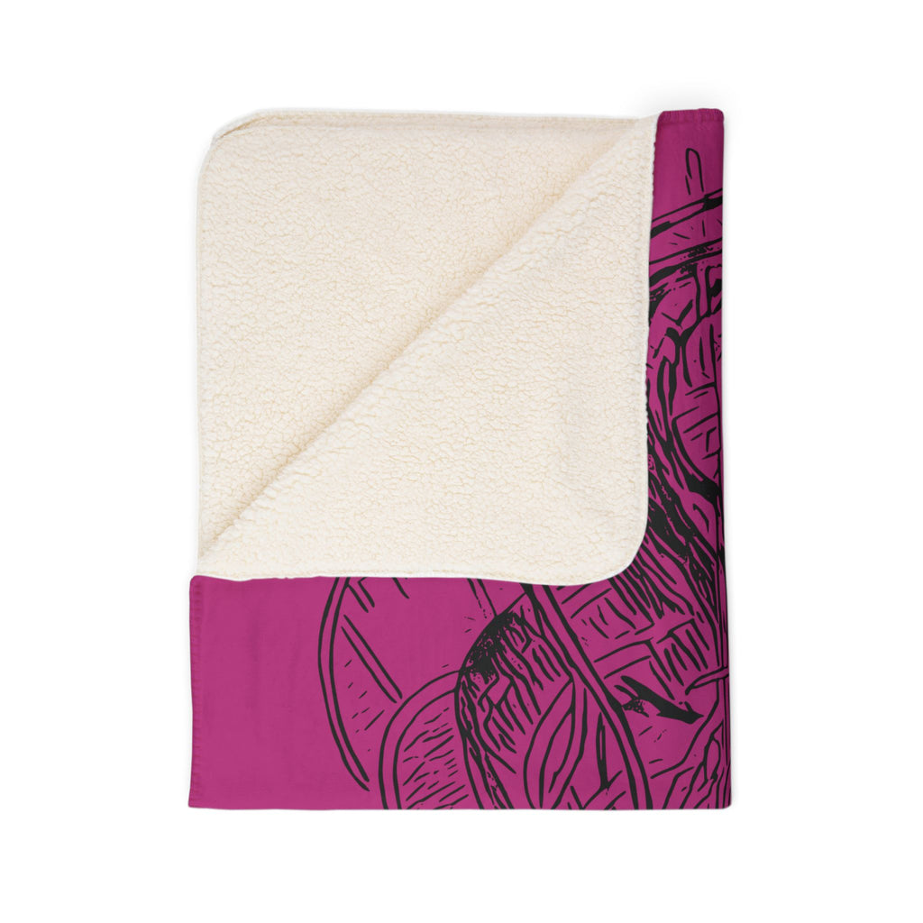 Jelly Jam (Black, Pink Background) Fleece Sherpa Blanket
