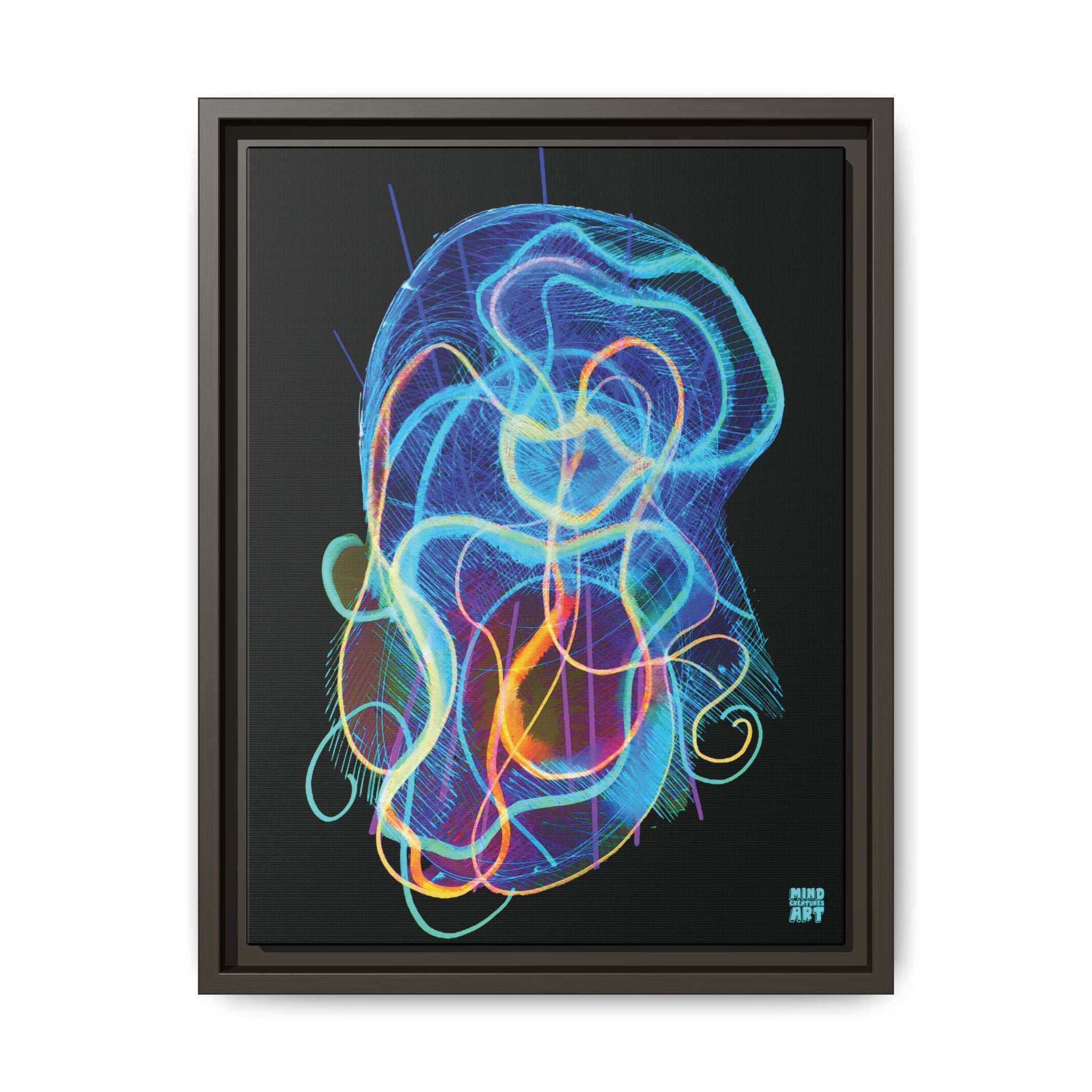 Davy Jones (Electric Blue, Black Background) Matte Canvas, Framed