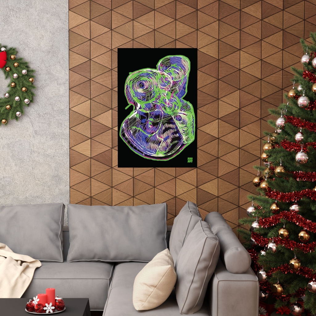 Curiosity (Electric Green, Black Background) Matte Poster