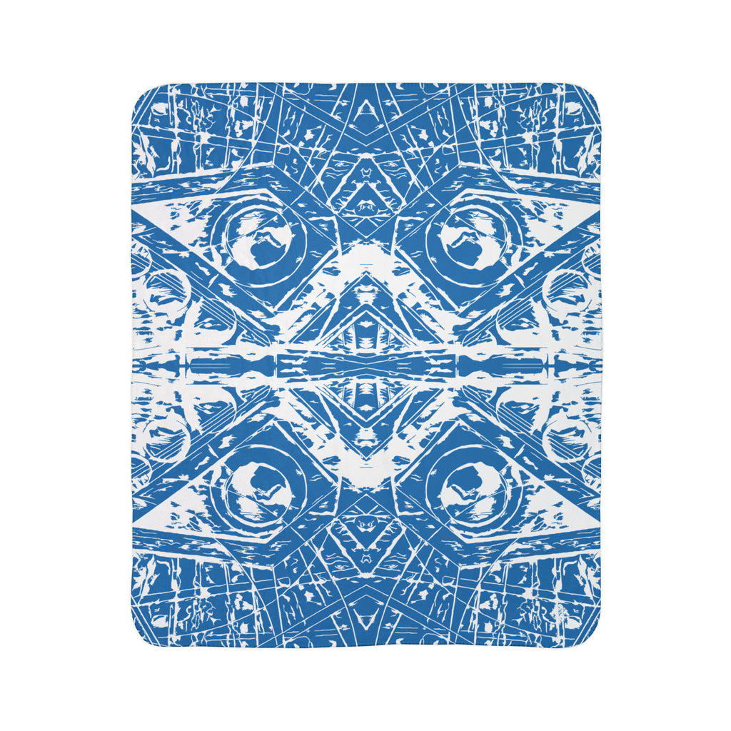 Love (White, Mirror, Blue Background) Fleece Sherpa Blanket