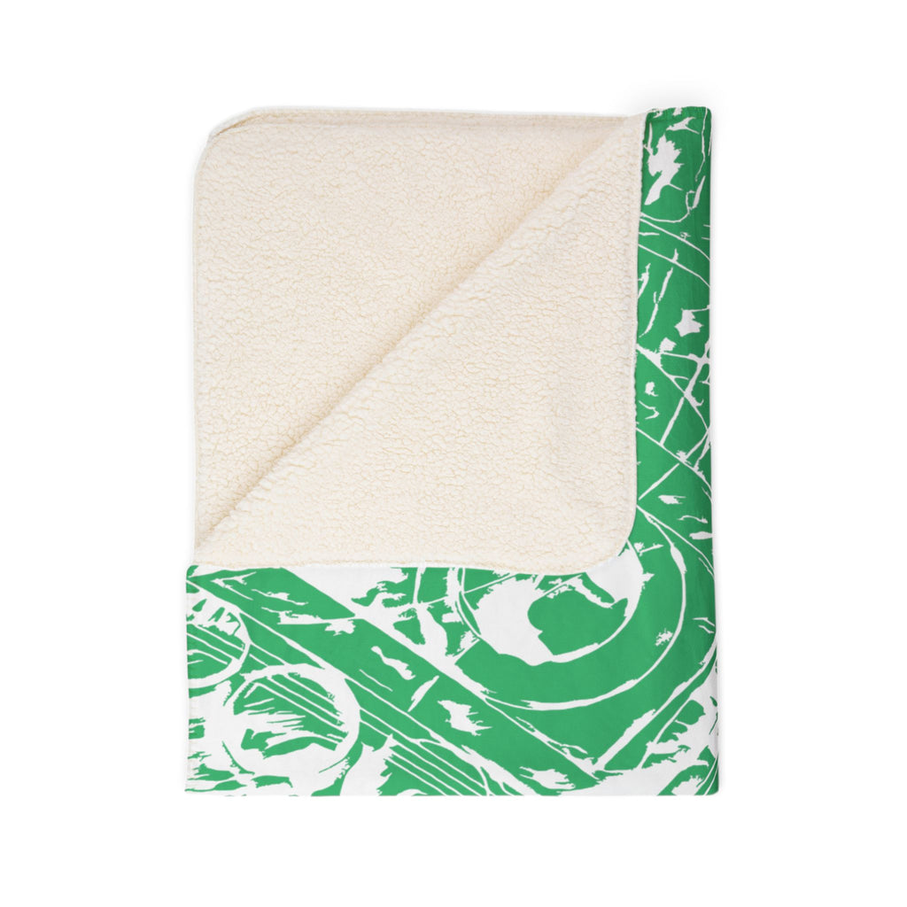 Love (White, Mirror, Green Background) Fleece Sherpa Blanket