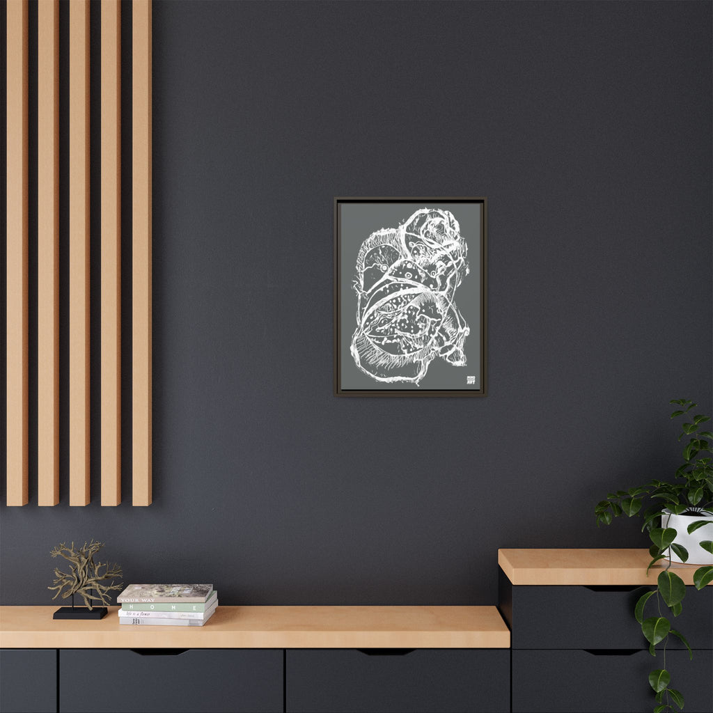 Exploration (White, Dark Gray Background) Matte Canvas, Framed