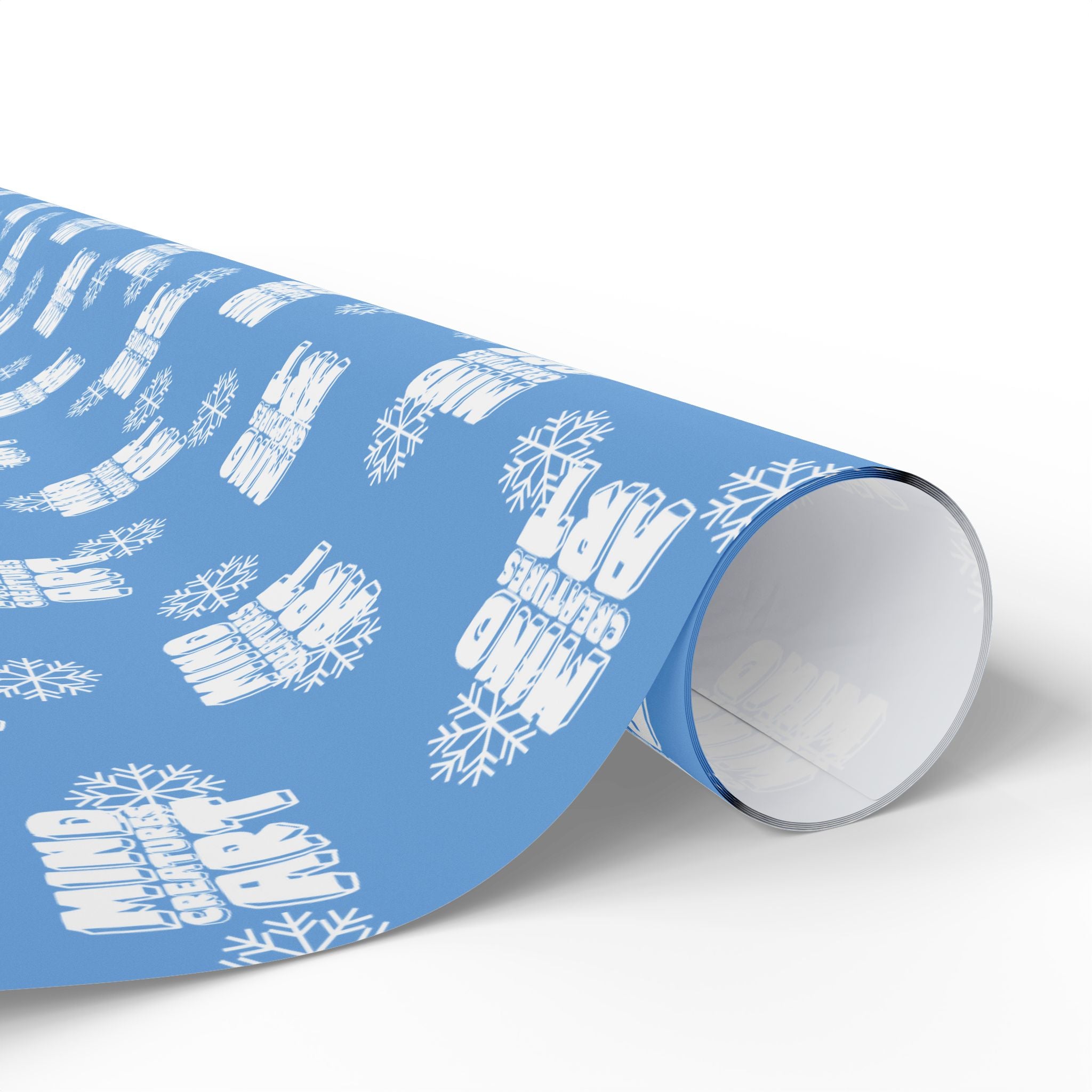 MCA Logo & Snowflake (White, Light Blue Background) Heavy Wrapping Paper