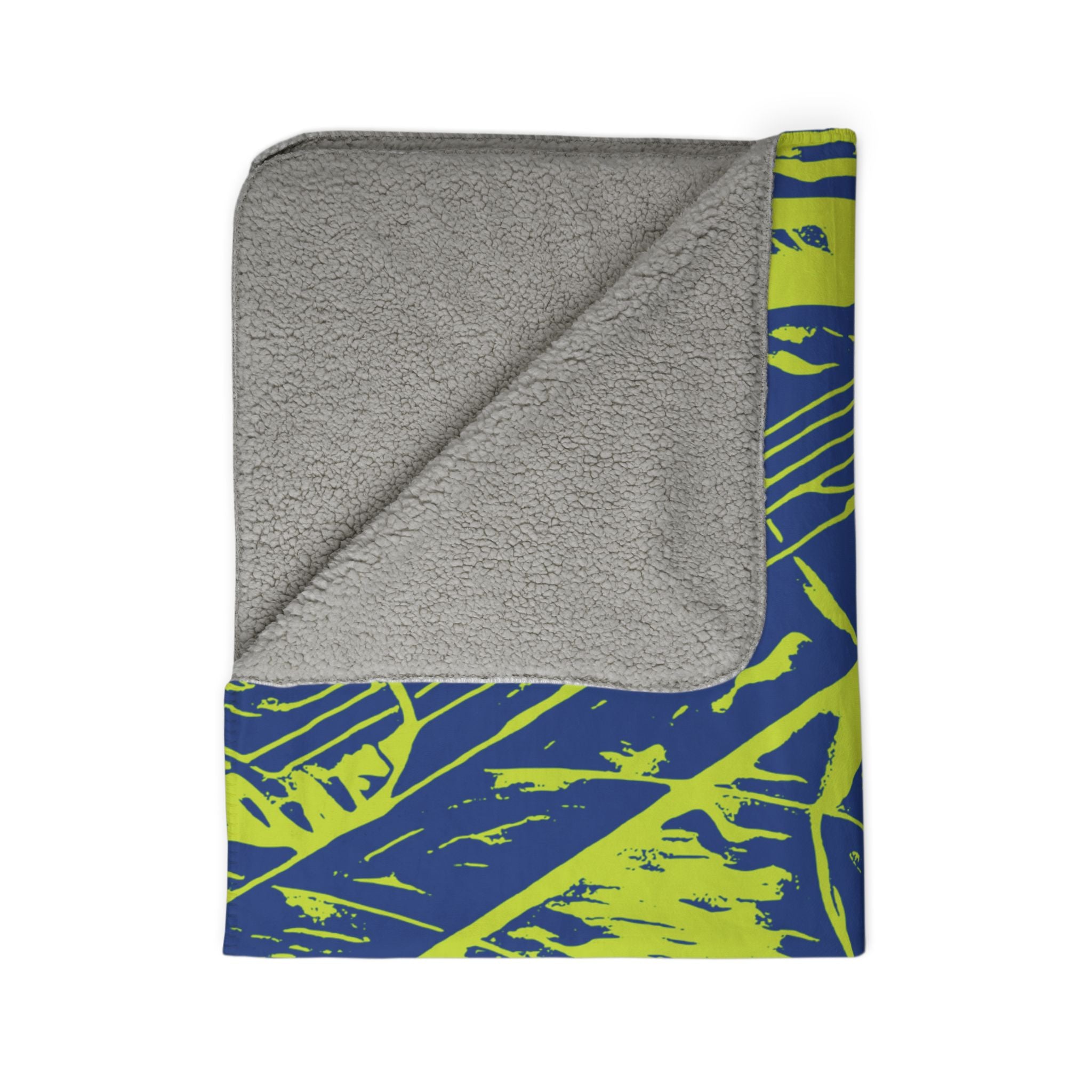 Love (Lime, Dark Blue Background) Fleece Sherpa Blanket