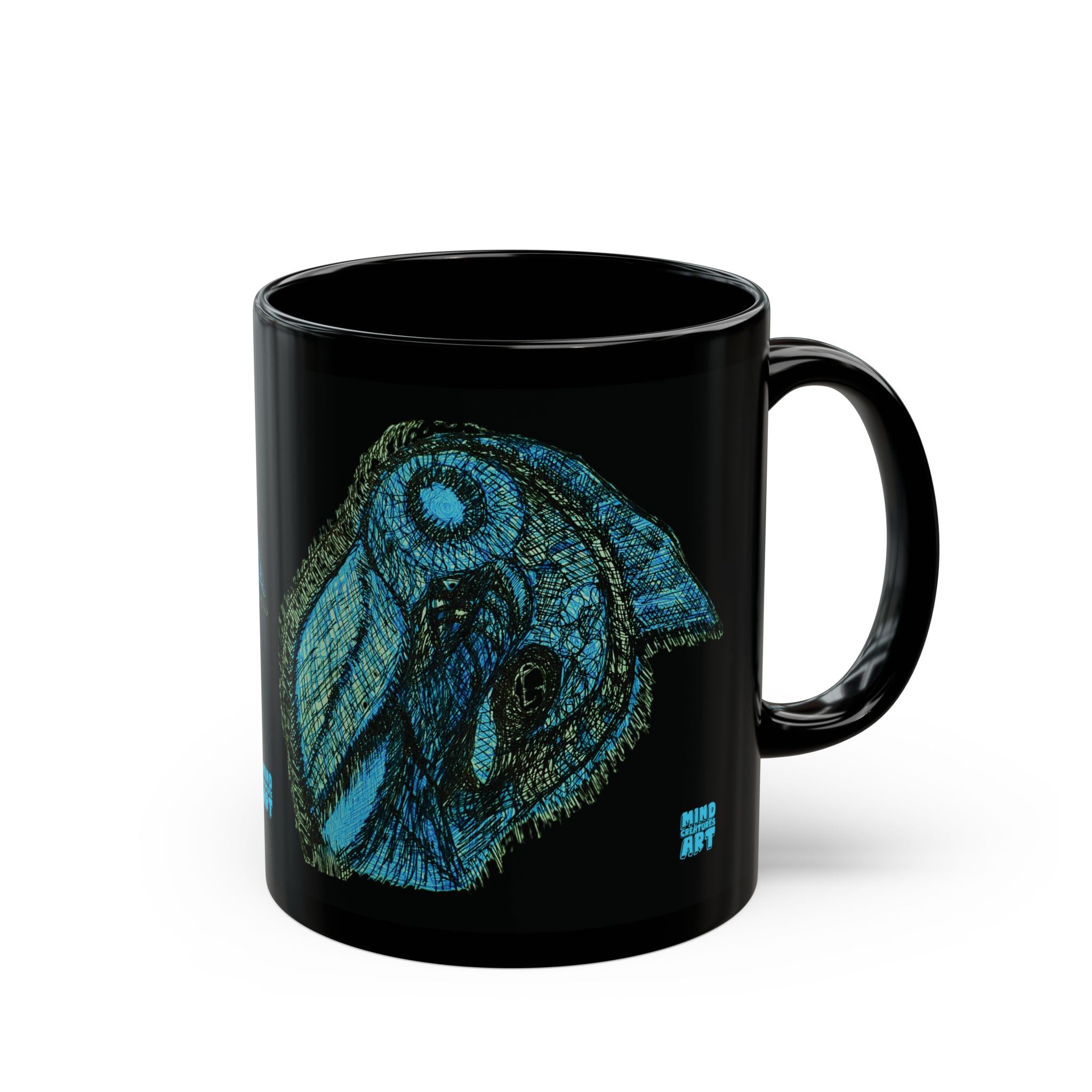 Who Are You? (Teal) Black Ceramic Mug (11oz, 15oz)