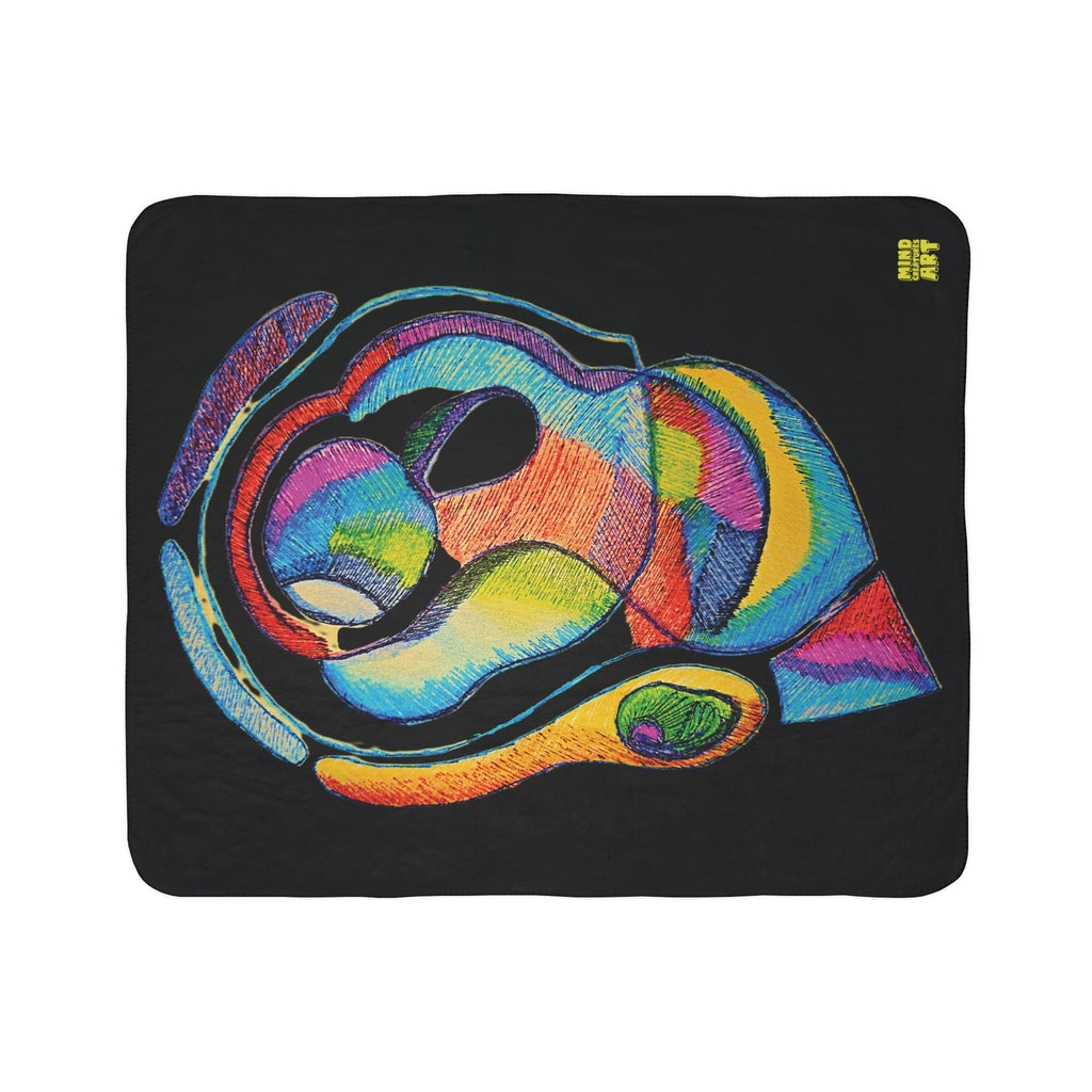 Cyclical (Black Background) Fleece Sherpa Blanket