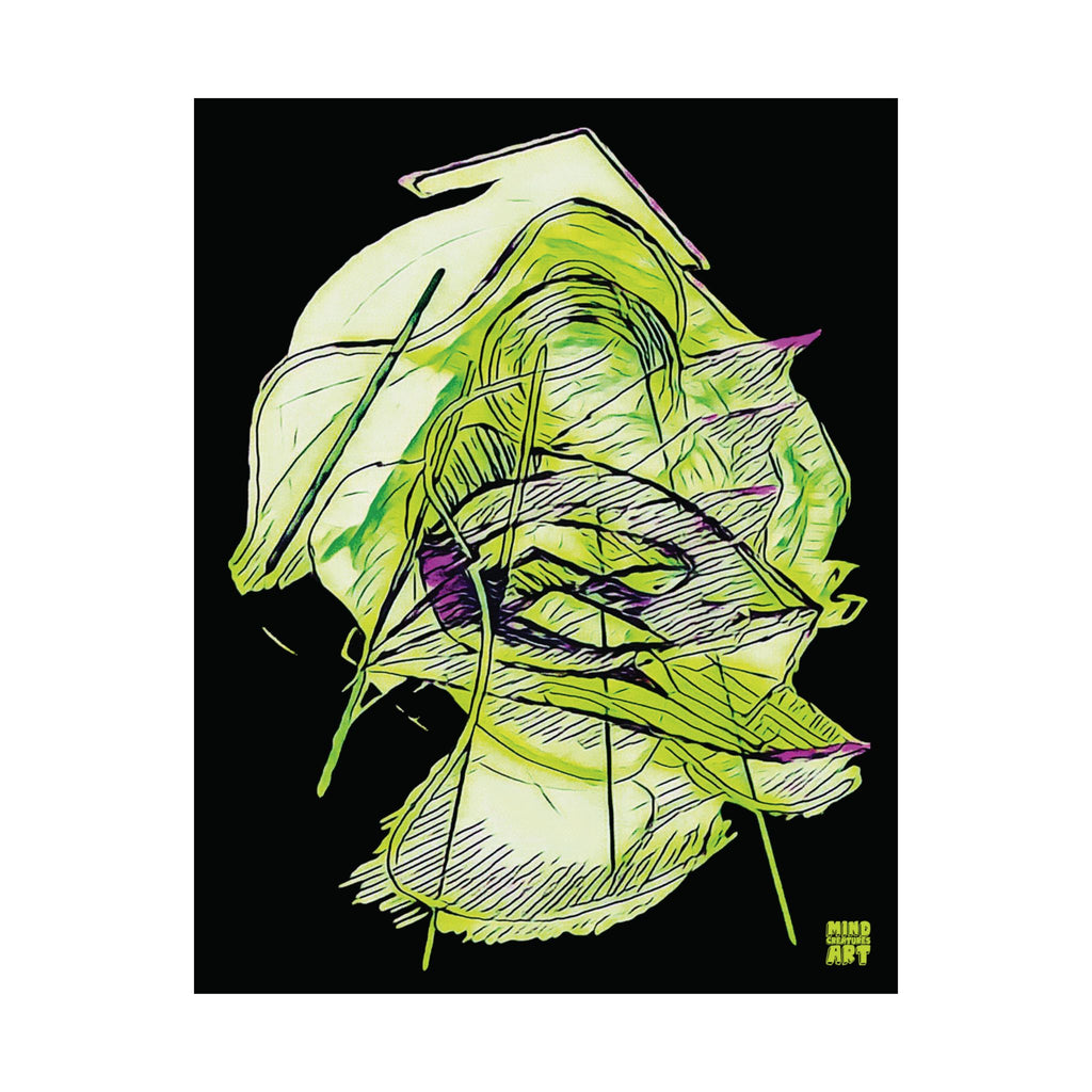 Dive Reflex (Lime, Black Background) Matte Poster