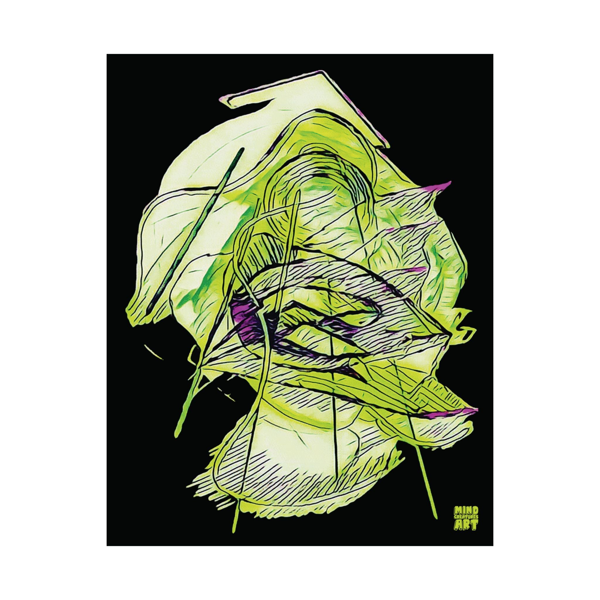 Dive Reflex (Lime, Black Background) Matte Poster