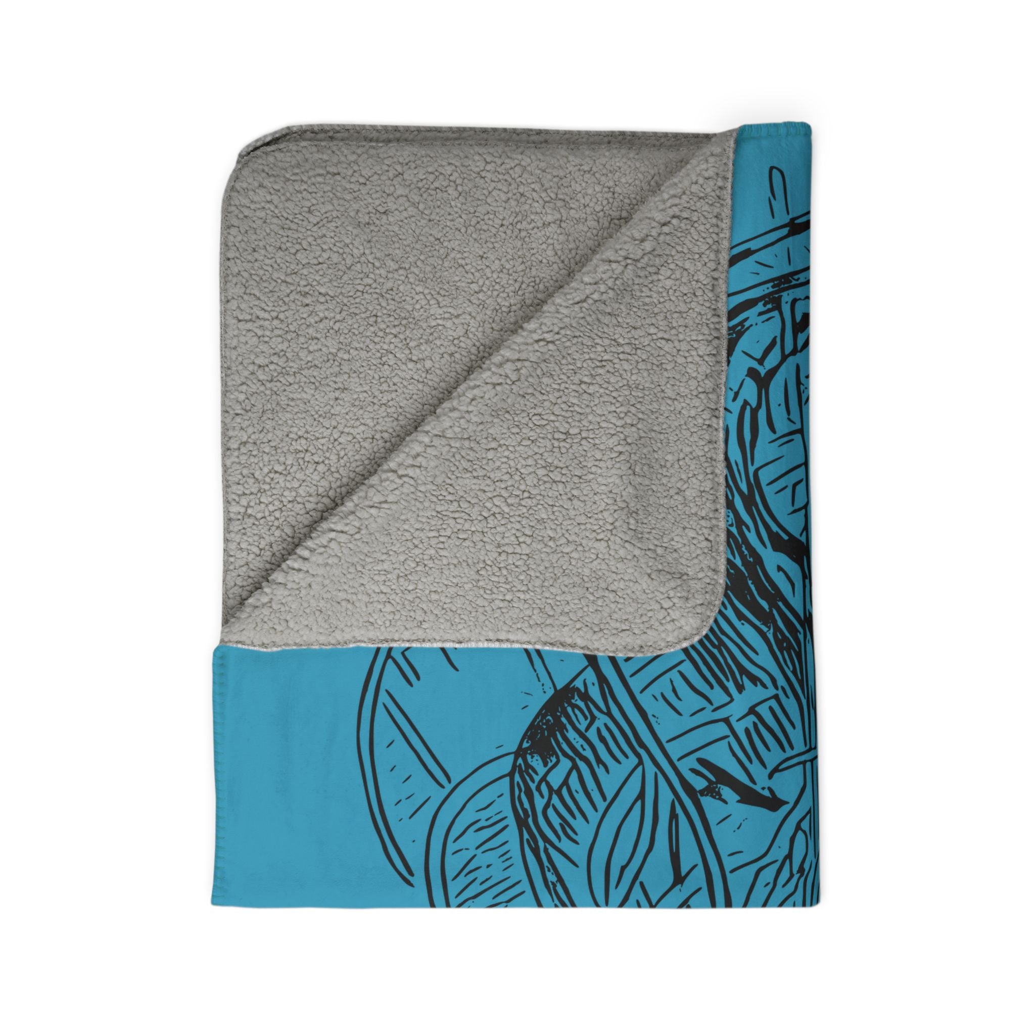 Jelly Jam (Black, Turquoise Background) Fleece Sherpa Blanket