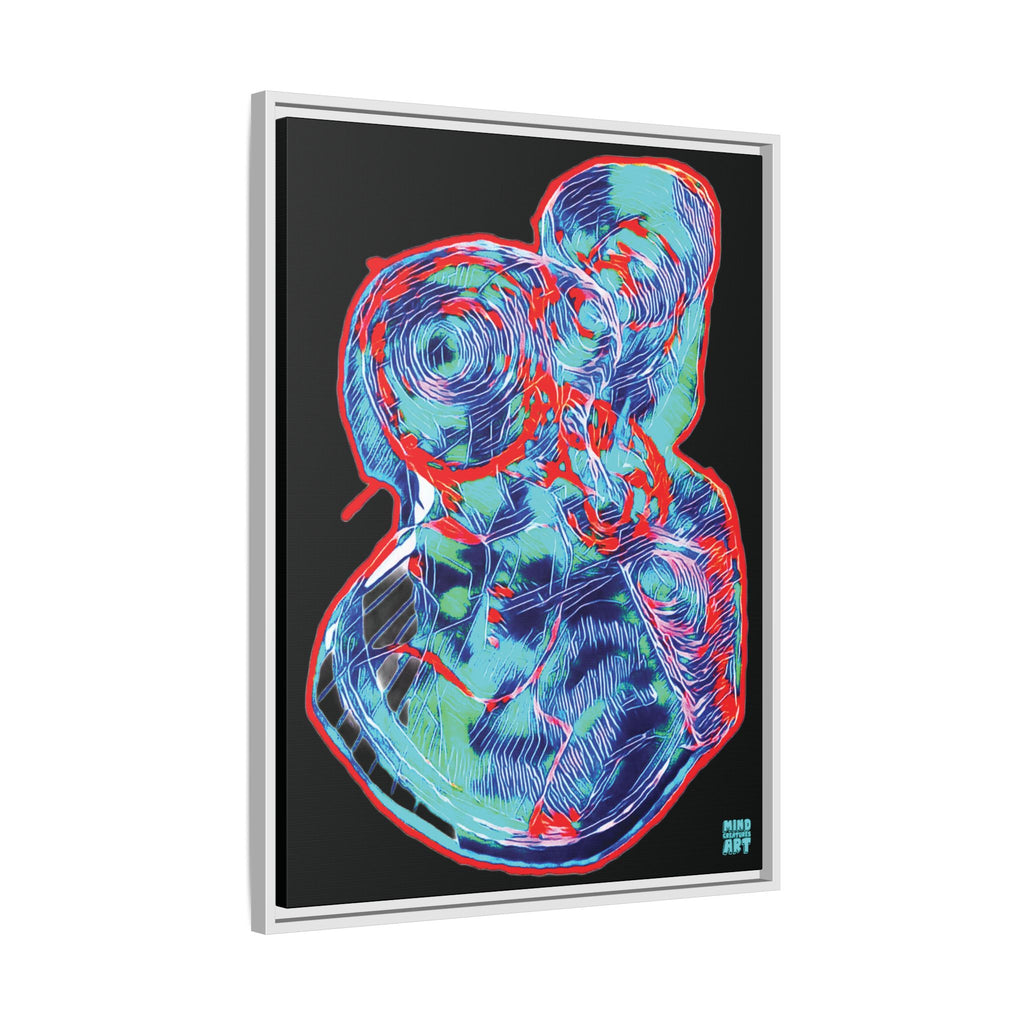 Curiosity (Red & Teal), Black Background) Matte Canvas, Framed