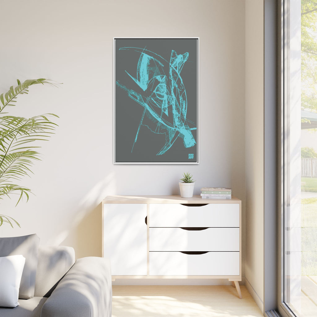 Watching (Aqua, Dark Gray Background) Matte Canvas, Framed