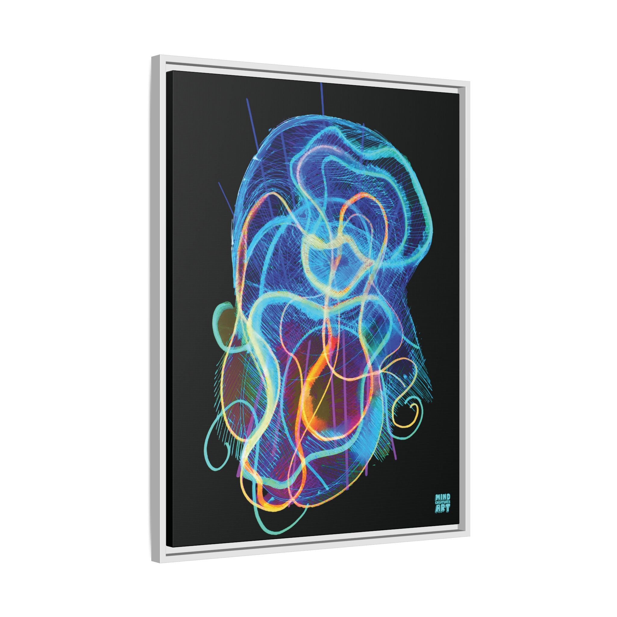 Davy Jones (Electric Blue, Black Background) Matte Canvas, Framed