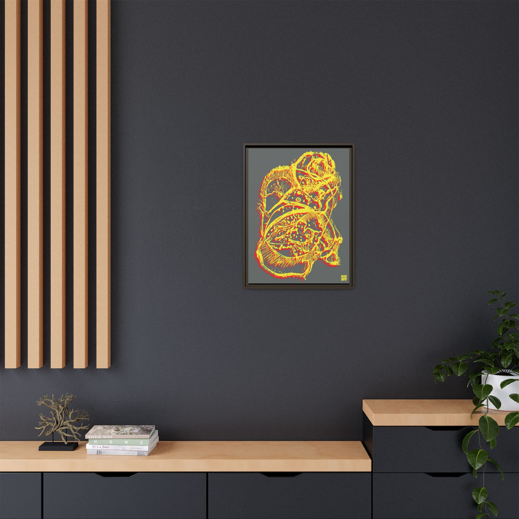 Exploration (Blur, Red & Yellow, Dark Gray Background) Matte Canvas, Framed