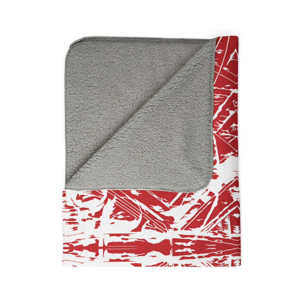 Love (White, Mirror, Red Background) Fleece Sherpa Blanket
