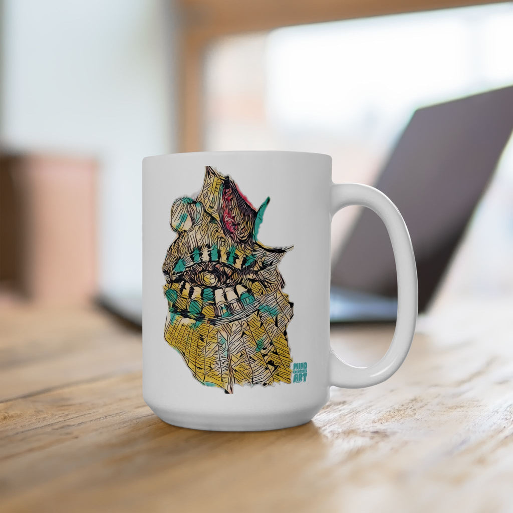 Hypnagogic (Gold) White Ceramic Mug, (11oz, 15oz)