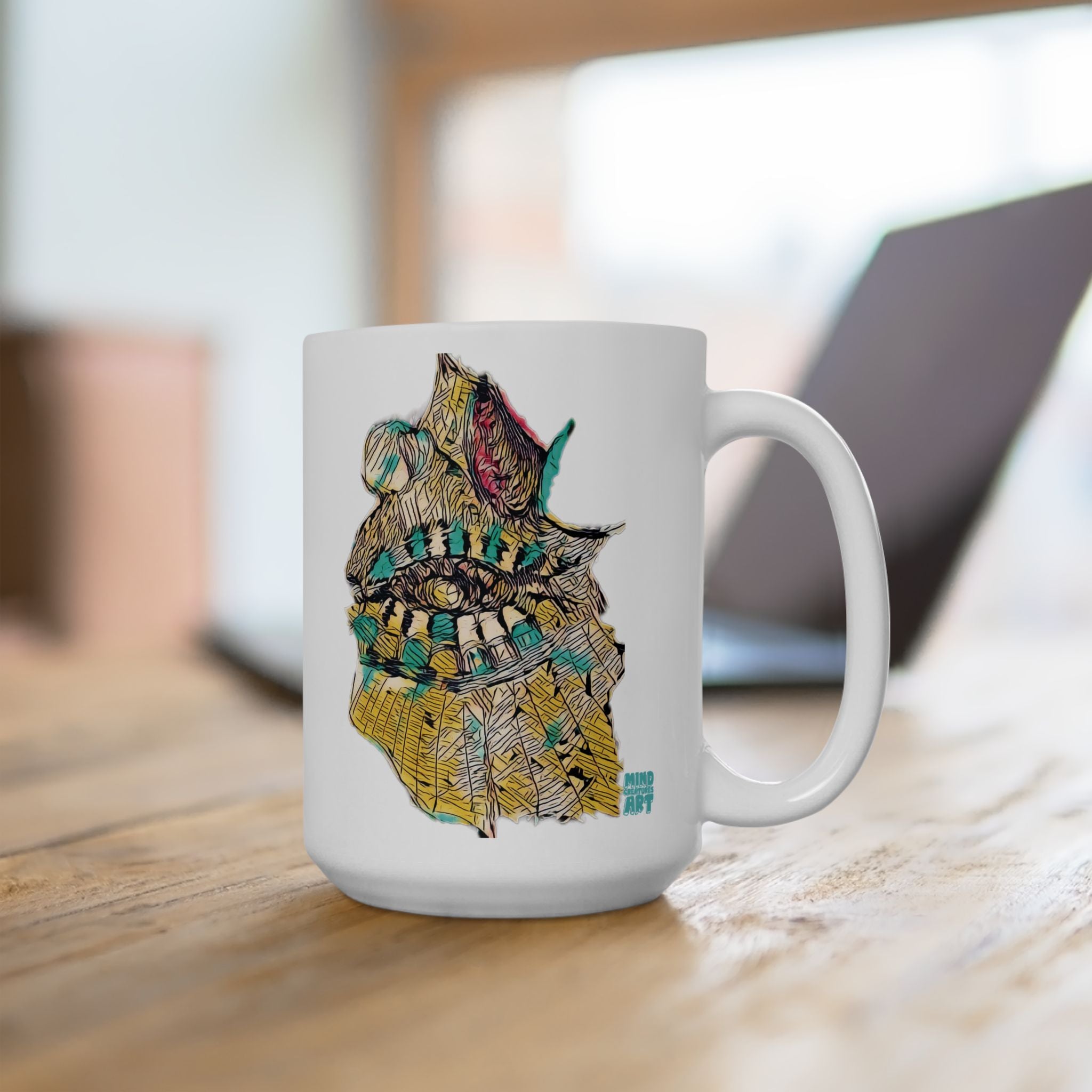 Hypnagogic (Gold) White Ceramic Mug, (11oz, 15oz)