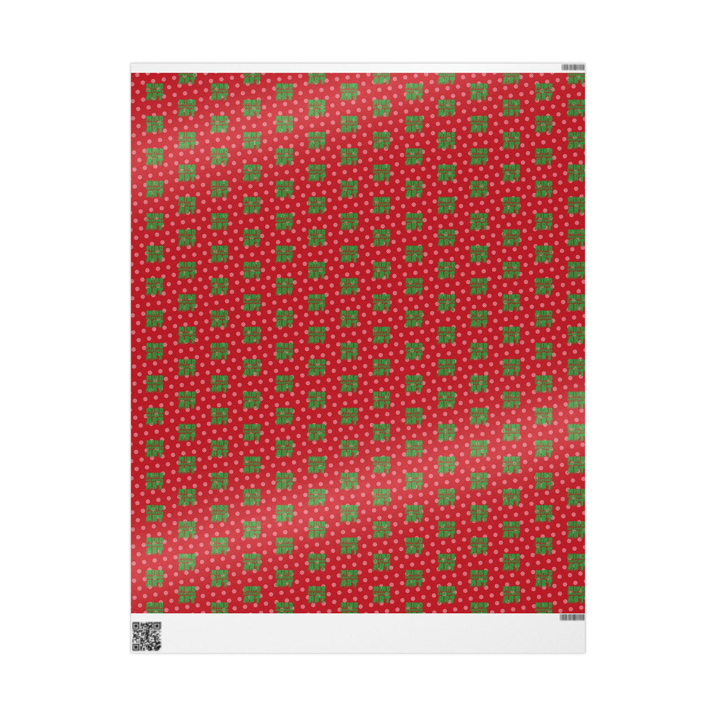 MCA Logo & Snowflake (Green, Red Background) Heavy Wrapping Paper