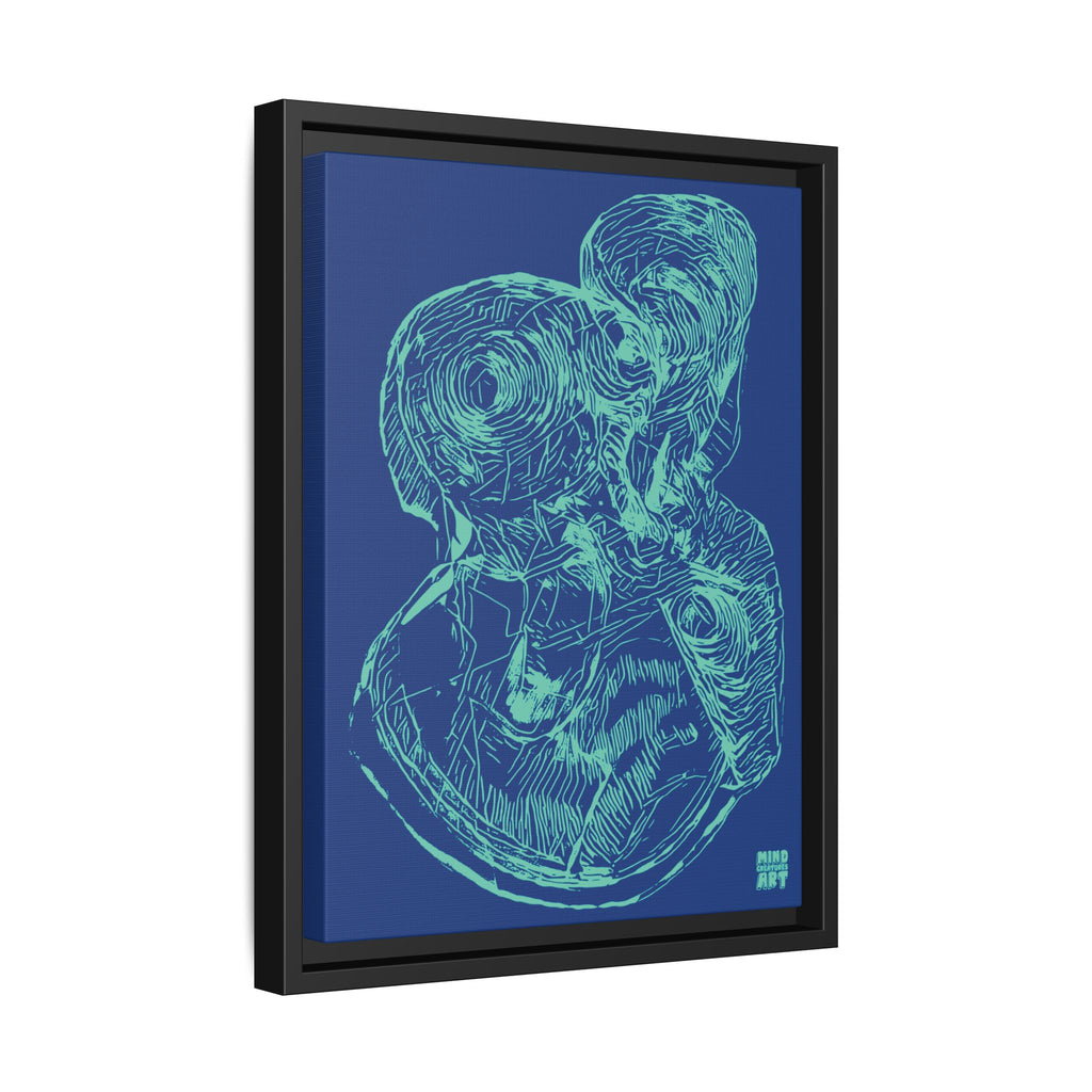 Curiosity (Teal, Dark Blue Background) Matte Canvas, Framed