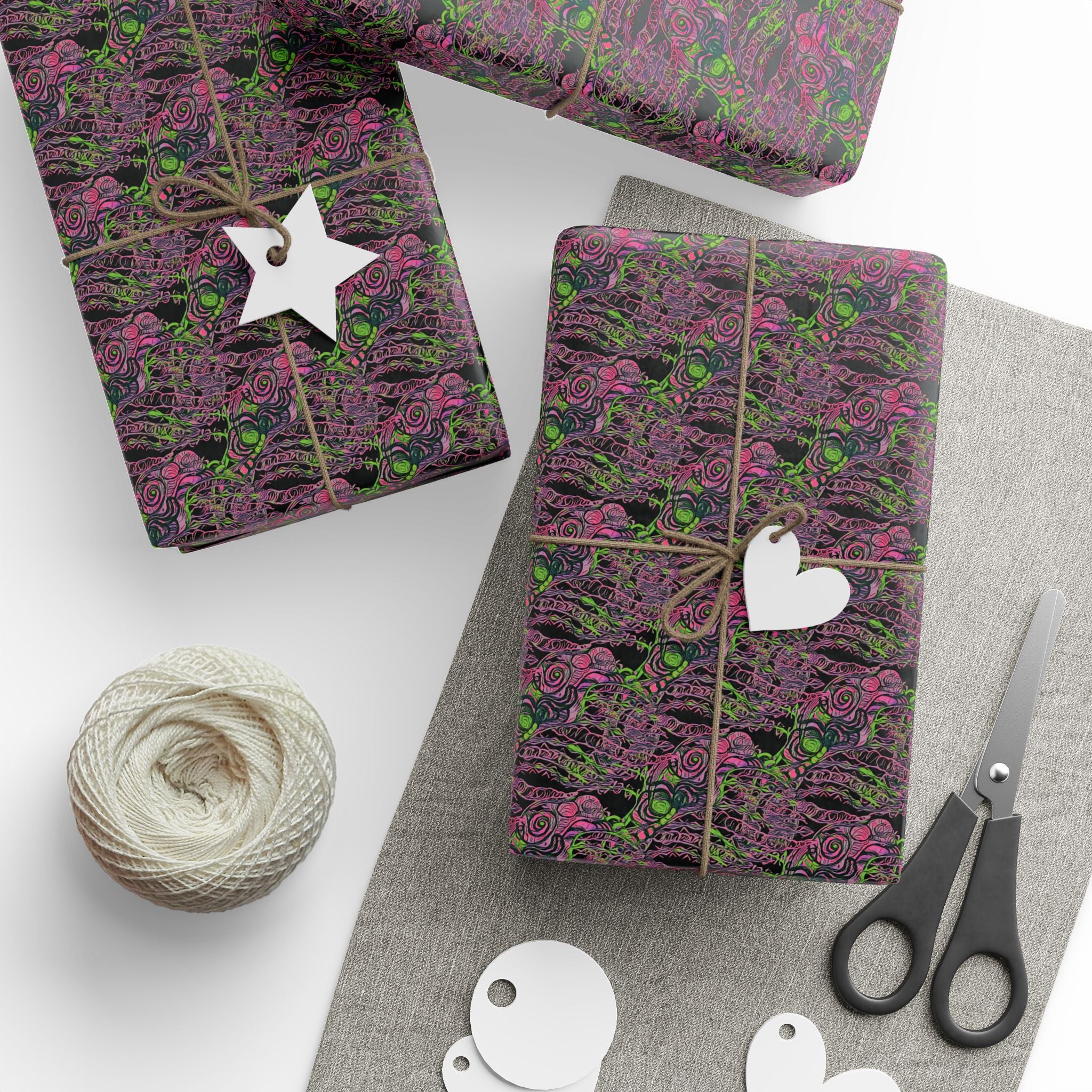 Vessel (Neon, Black Background) Heavy Wrapping Paper