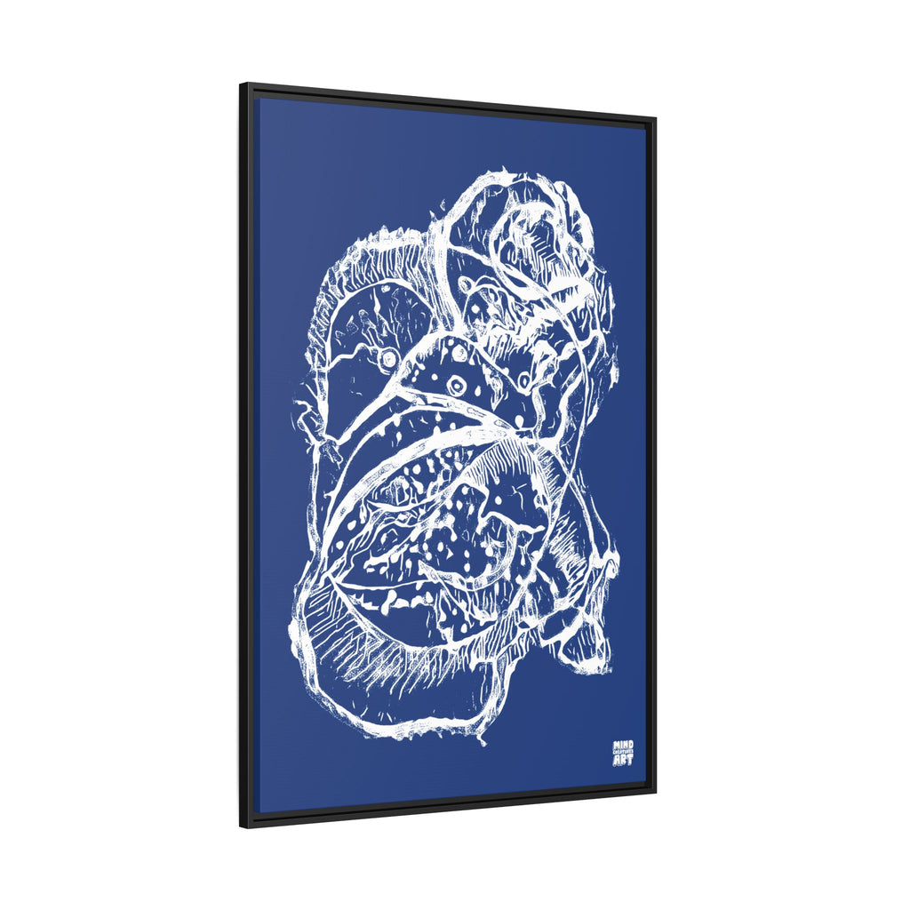 Exploration (White, Dark Blue Background) Matte Canvas, Framed