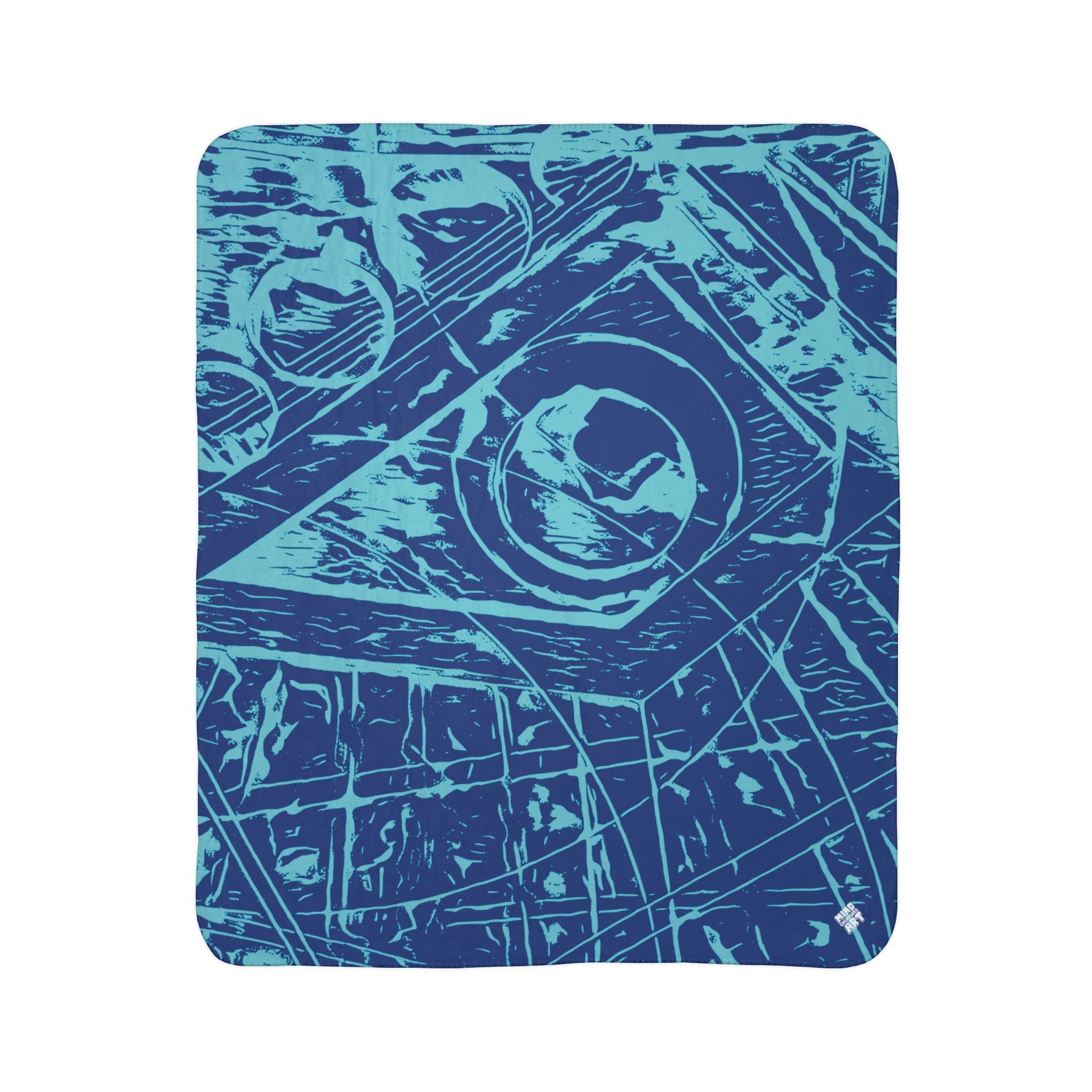 Love (Aqua, Dark Blue Background) Fleece Sherpa Blanket