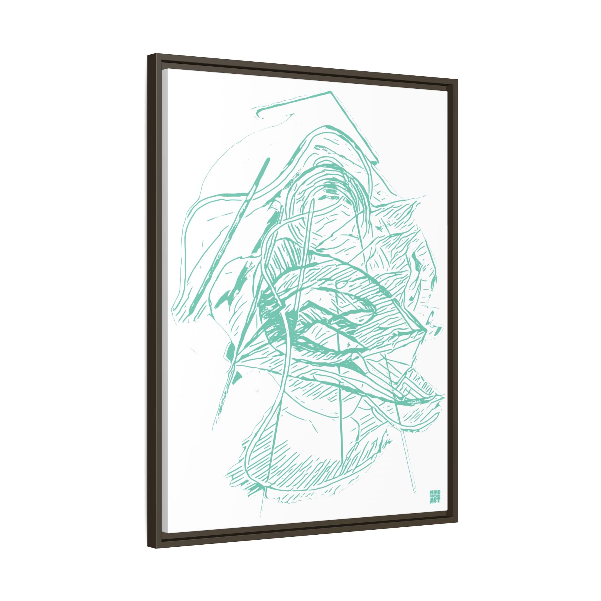 Dive Reflex (Teal, White Background) Matte Canvas, Framed